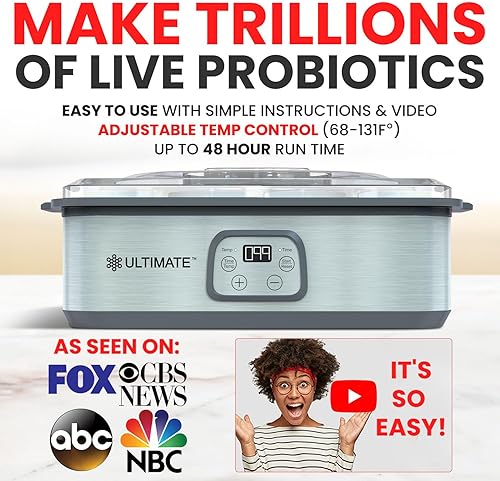 Miniatura 2 de Ultimate Probiotic Yogurt Maker - Haz billones de probióticos vivos con control de temperatura y tiempo ajustables - Obtén una mejor salud