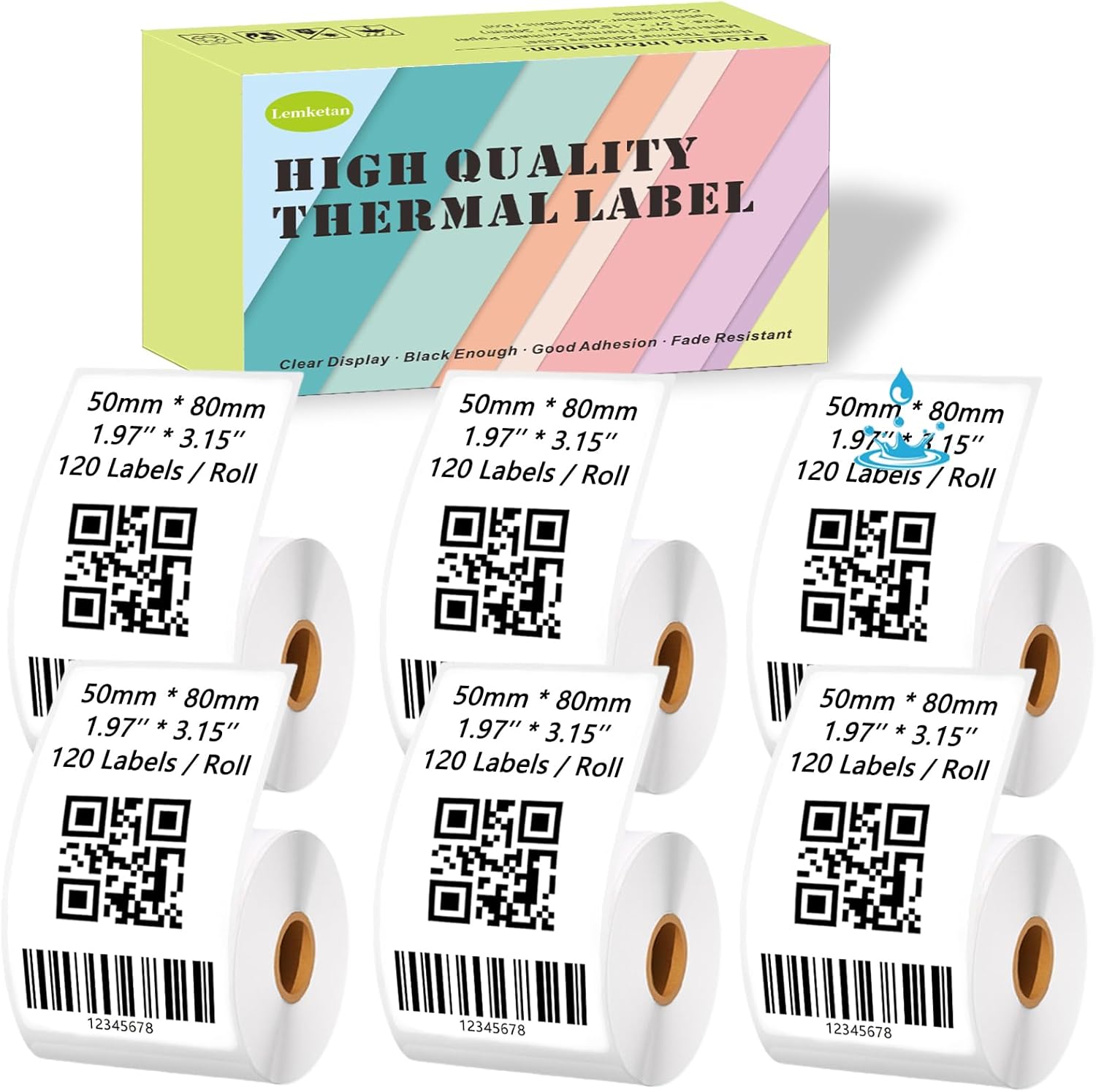 Thermal Labels Compatible for Supvan T50M Pro, Phomemo M110, Label Maker Tape Refill, Weatherproof & Tear-Resistant Thermal Stickers (50mm x 80mm-1.97"x3.15")