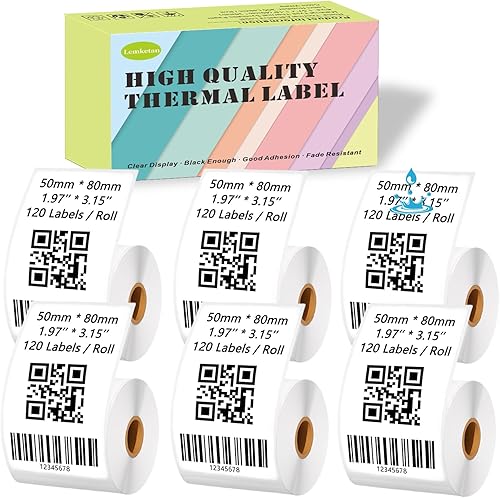 Miniatura 7 de 300 etiquetasrollo x 3 Etiquetas térmicas Lemketan de 1.57 x 1.18 pulgadas (1.575 x 1.181 in), sin tinta, a prueba de desgarros, impermeables, no se