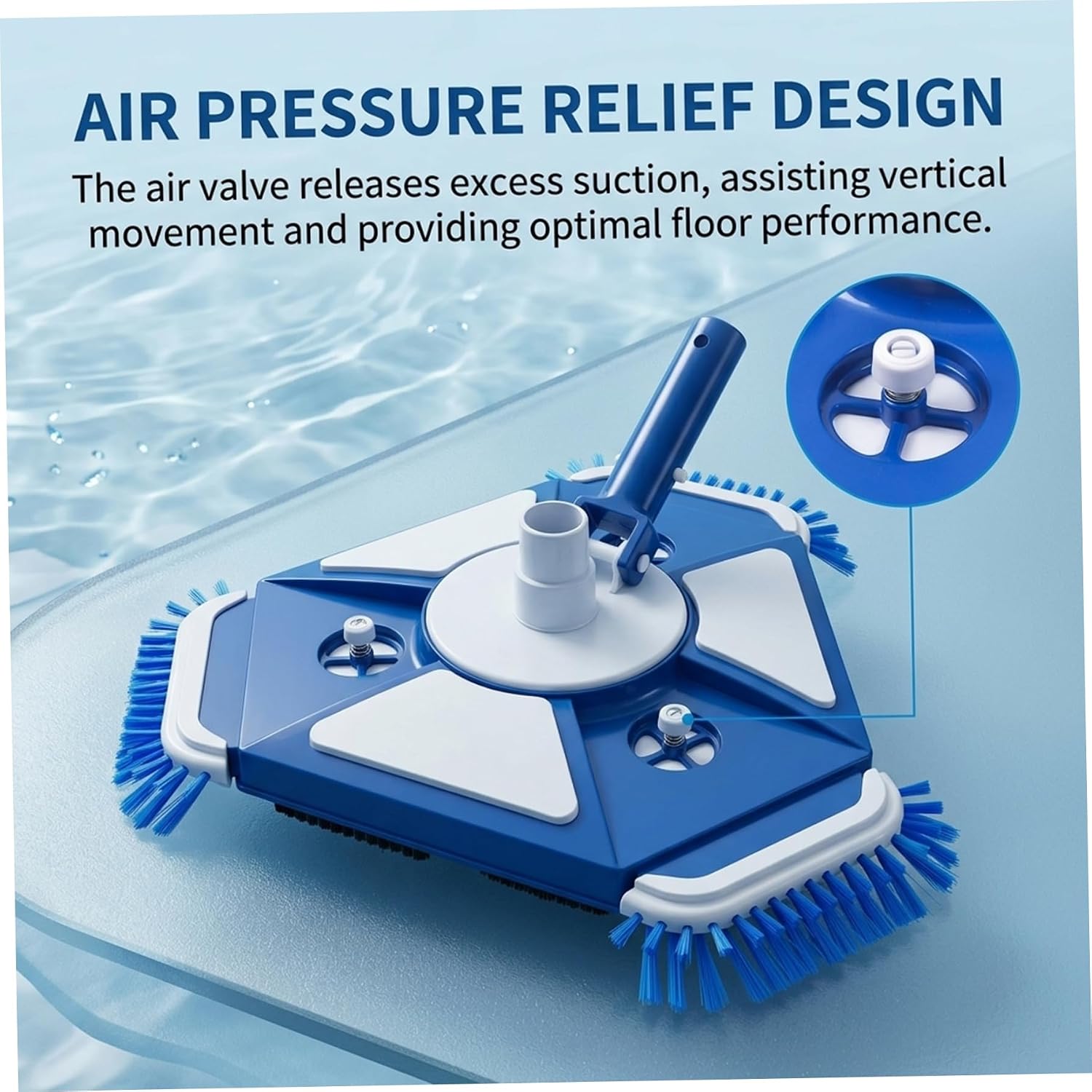 Pool Vacuum Head with Bottom Brush, Swivel Manual Pool Brush Head for Inground & Above Ground Pools