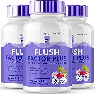 Flush Factor Plus Capsules, FlushFactor Plus Supplement Pills, Flush FactorPlus Maximum Strength, Flexibility & Healthy Legs, FlushFactorPlus Advanced Formula, Flush Factor Plus Reviews (3 Pack)