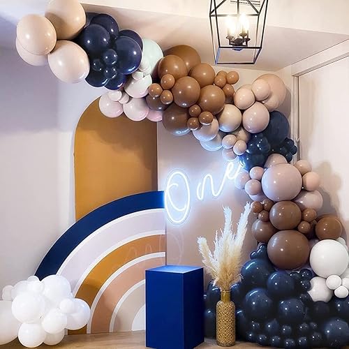 Miniatura 4 de Navy Blue Balloons Garland Arch Kit 105Pcs Different Sizes 18In 10In 5In Latex Pastel Royal Matte Balloons Decorations for Baby Shower Wild One 1st