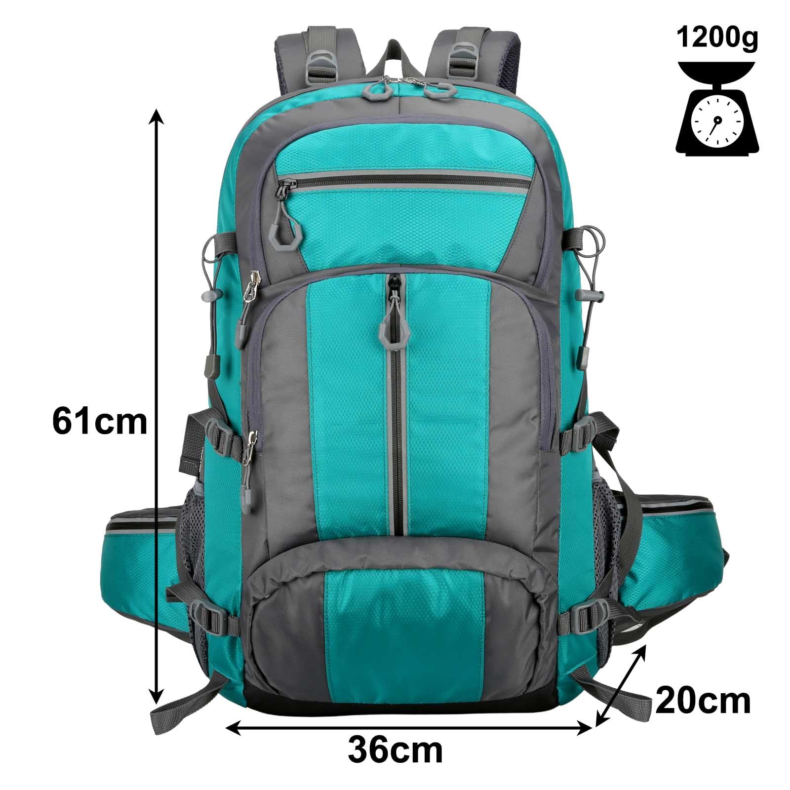 Wanderrucksack 40L Trekkingrucksack mit Schuhfach Rückenbelüftung Reiserucksack Damen Herren für Wandern Klettern Outdoor Reise Rucksack Wasserdicht Groß (Grün)
