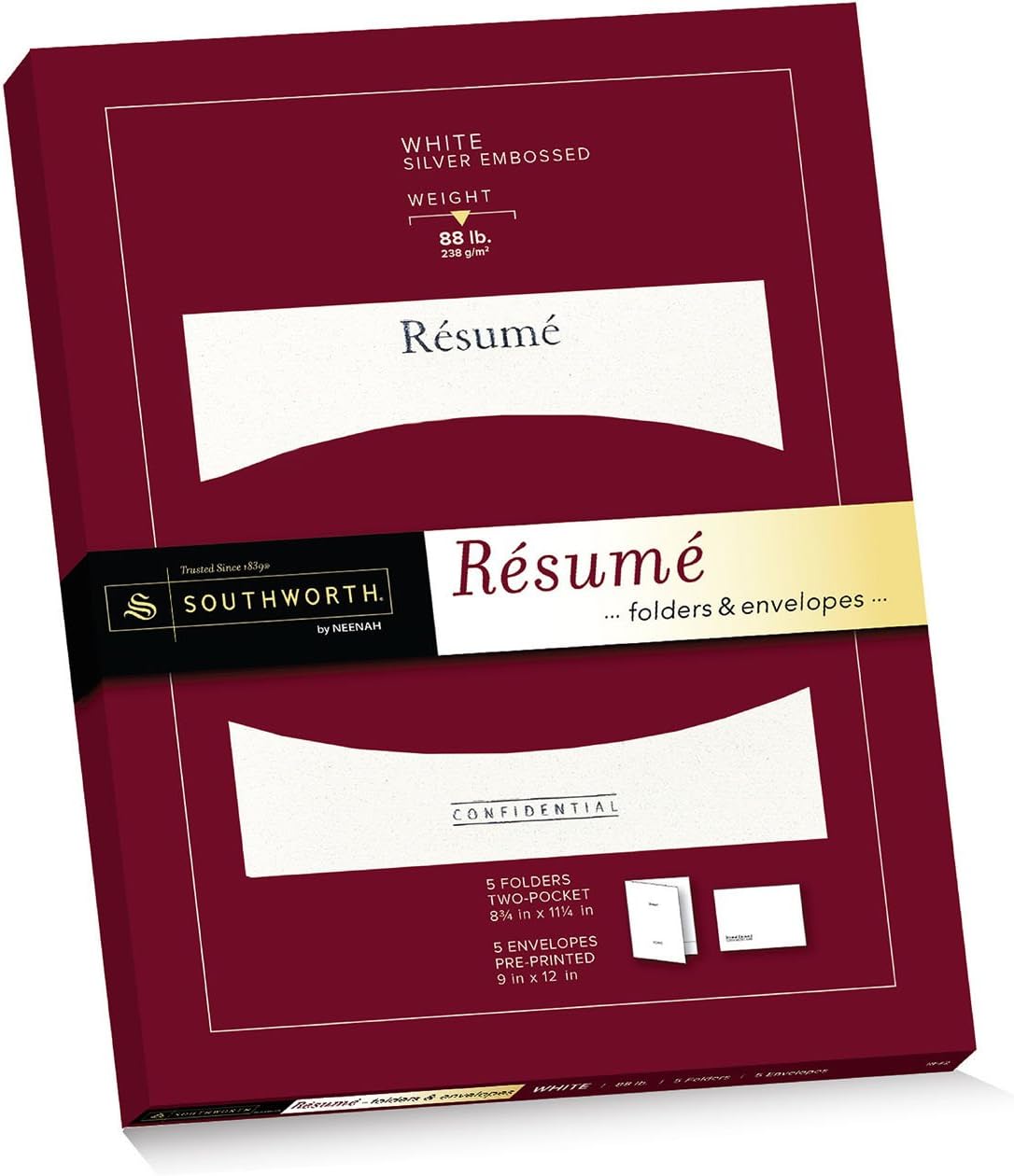 Amazon Com Southworth Resume Folders Envelopes 9 X 12 8 75 X 11 25 White 5 Of Each Packaging May Vary Rf 2 Resume Paper Office Products