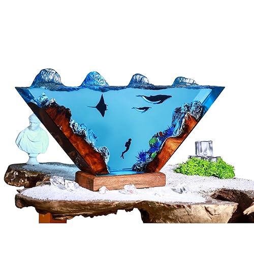 Miniatura 3 de Humpback Whale and Diver Night Lights, Manta Rays Epoxy Lamp, Epoxy Resin Table Lamp, Boho Home Decor Creative Personalized Gifts, Gift for Her Him