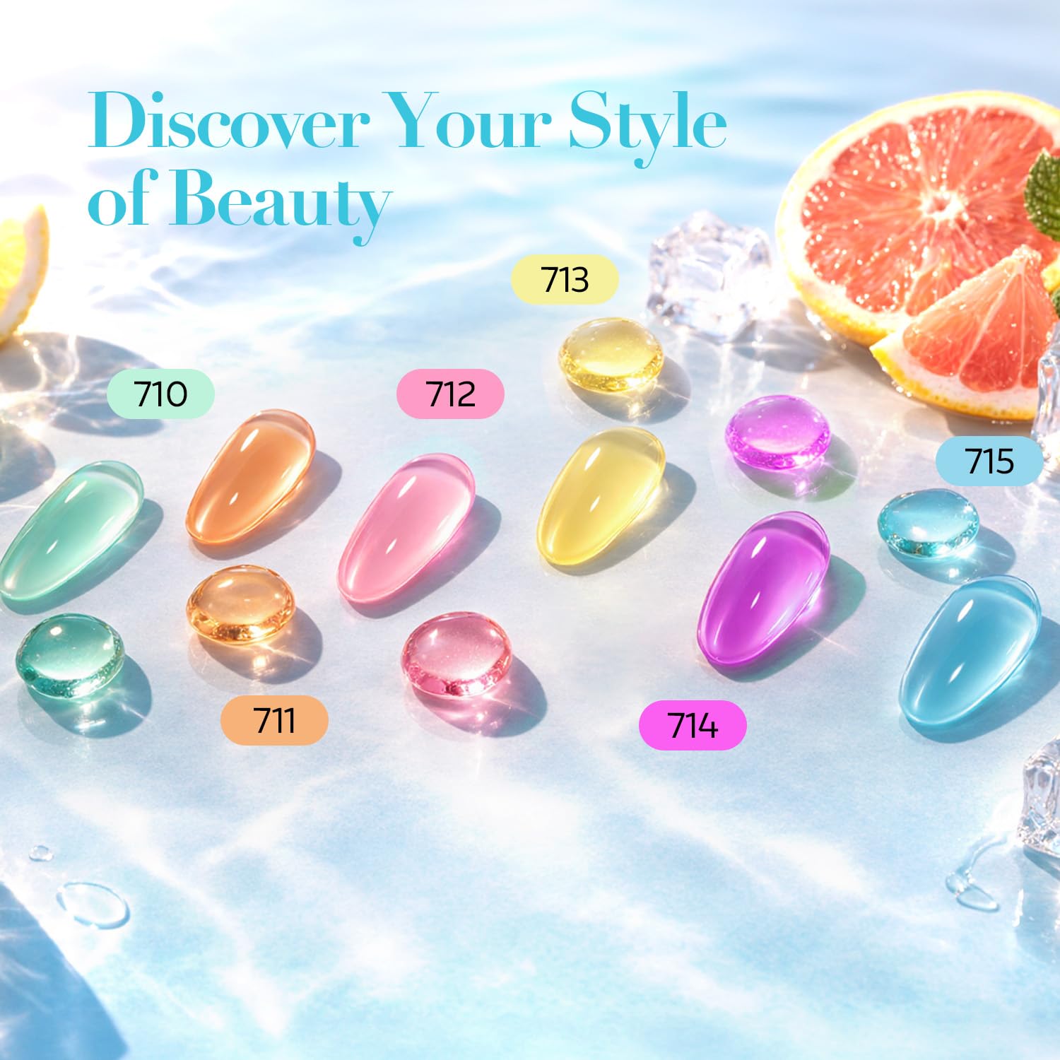 AzureBeauty 6 Colors Jelly Pastel Rainbow Dip Powder Nail Kit, Spring/Summer Neon Colors, French Nail Art Manicure DIY, No UV Lamp Required