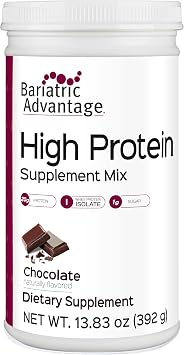 Bariatric Advantage High Protein Supplement Mix, 20 Grams Whey Protein Isolate Low Sugar with 100 Calories Per Serving - Chocolate, 14 Servings