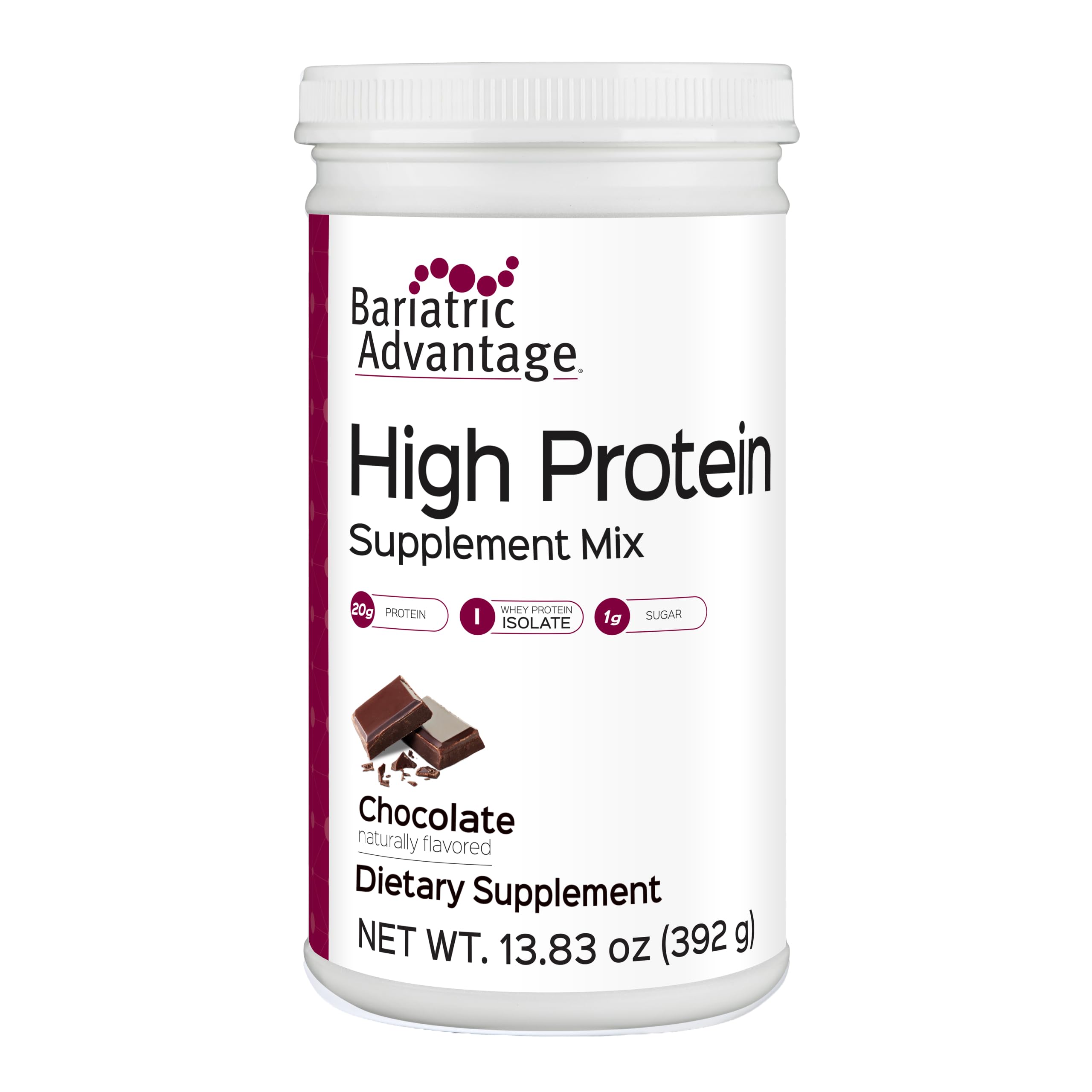 Bariatric Advantage Whey Protein Isolado 20 g, Chocolate, 14 porções, 392 g