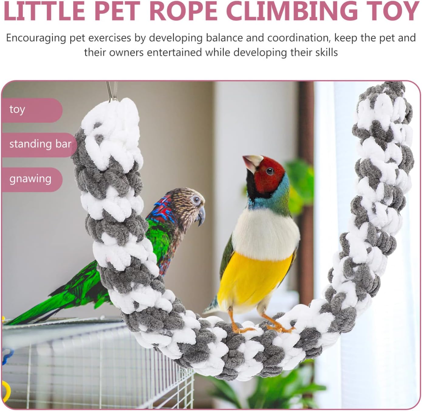 Ipetboom Climbing Rope Toy for Hamsters Sugar Gliders Durable Bite- Rope Toy for Small Pets Cage Accessory Encourages Exercise and Coordination
