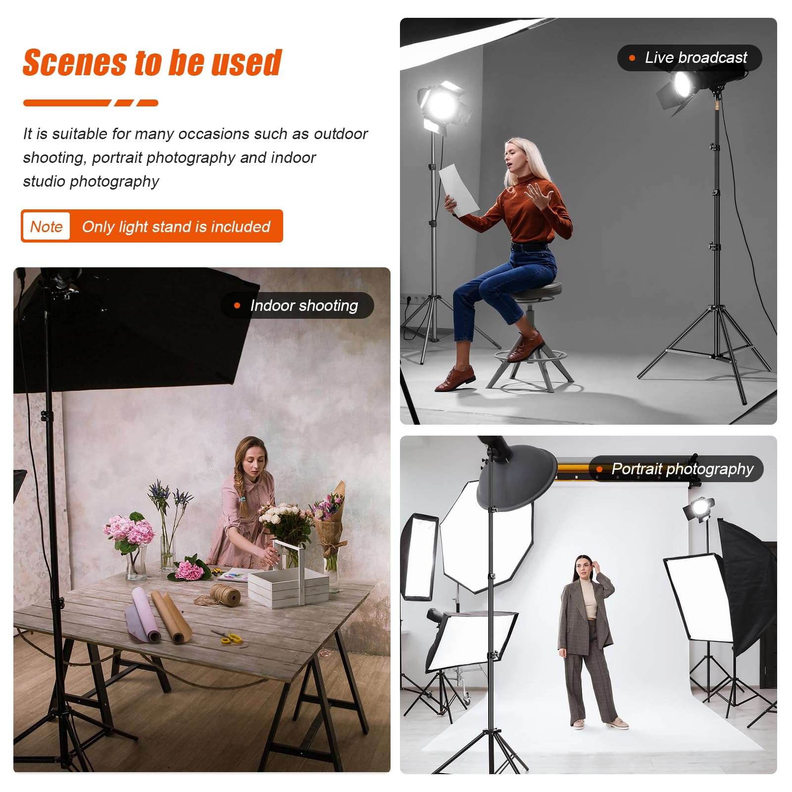 Godox Supporto per luce da 240 cm, per fotografia, resistente, con vite universale da 1/4", borsa portatile per ritratti in studio fotografico