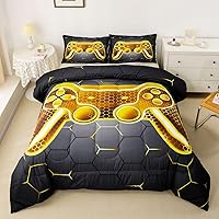 Vista 7 de Feelyou Juego de edredón gamer para niños y adolescentes, edredón tamaño individual con controlador de videojuegos, ropa de cama de 2 piezas