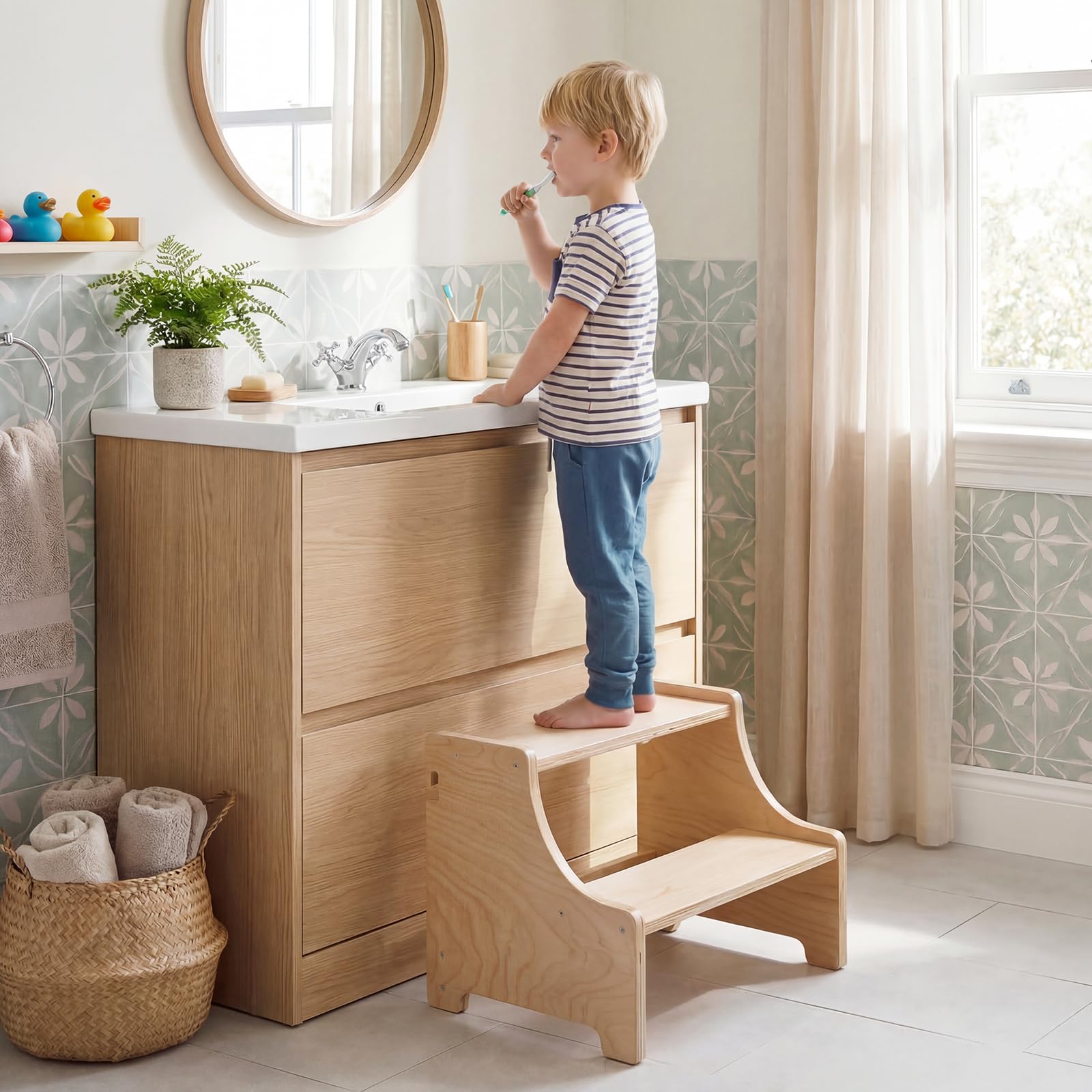 COSTWAY Torre Montessoriana Bambini, Torre di Apprendimento Pieghevole 3 in 1 con Altezza Regolabile, Lavagna Rimovibile e Pannello Educativo per Bambini 3+ Anni, 83,5 x 73 x 93 cm