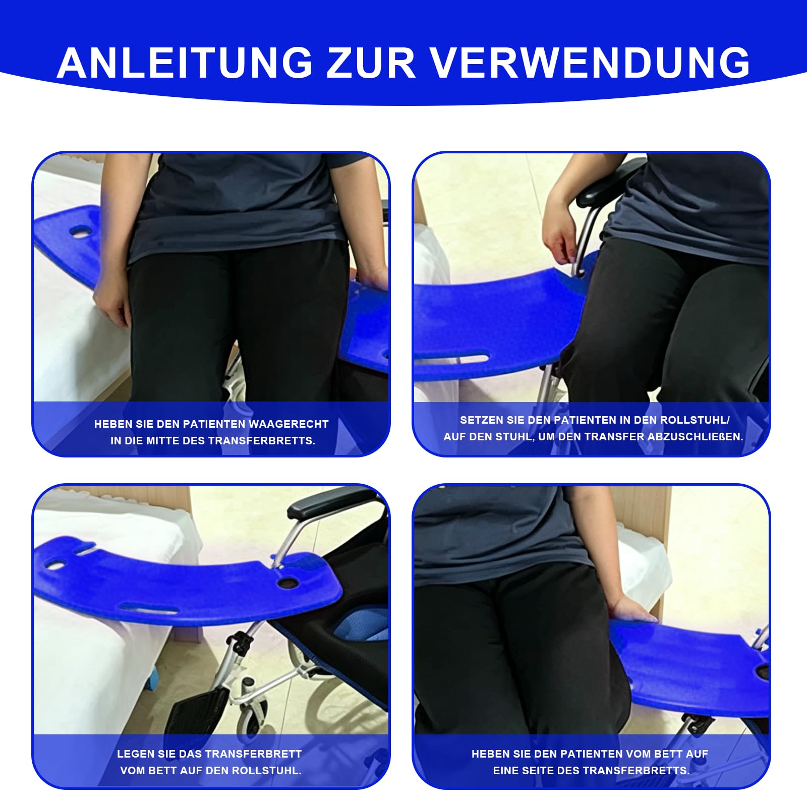 Tabla de transferencia para usuarios de silla de ruedas, antideslizante, ayuda de transferencia con asa y bolsa de almacenamiento, ayuda de reordenamiento para silla de ruedas, cama, coche, inodoro