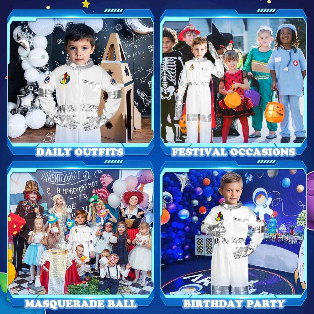 Aomig Disfraz Astronauta Niño, Disfraz de Astronauta Niño con Casco Astronauta, Traje Astronauta Niño, Regalo para Niño 4-8 Años para Fiesta Carnaval Halloween Cosplay - 5