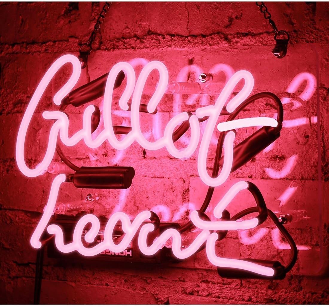 Neon Signs Light Full of Heart Bedroom Sign Artwork Wall Sign Glass Light for Girls Home Beer Bar Pub Recreation Room Decor 10" x10" Pink