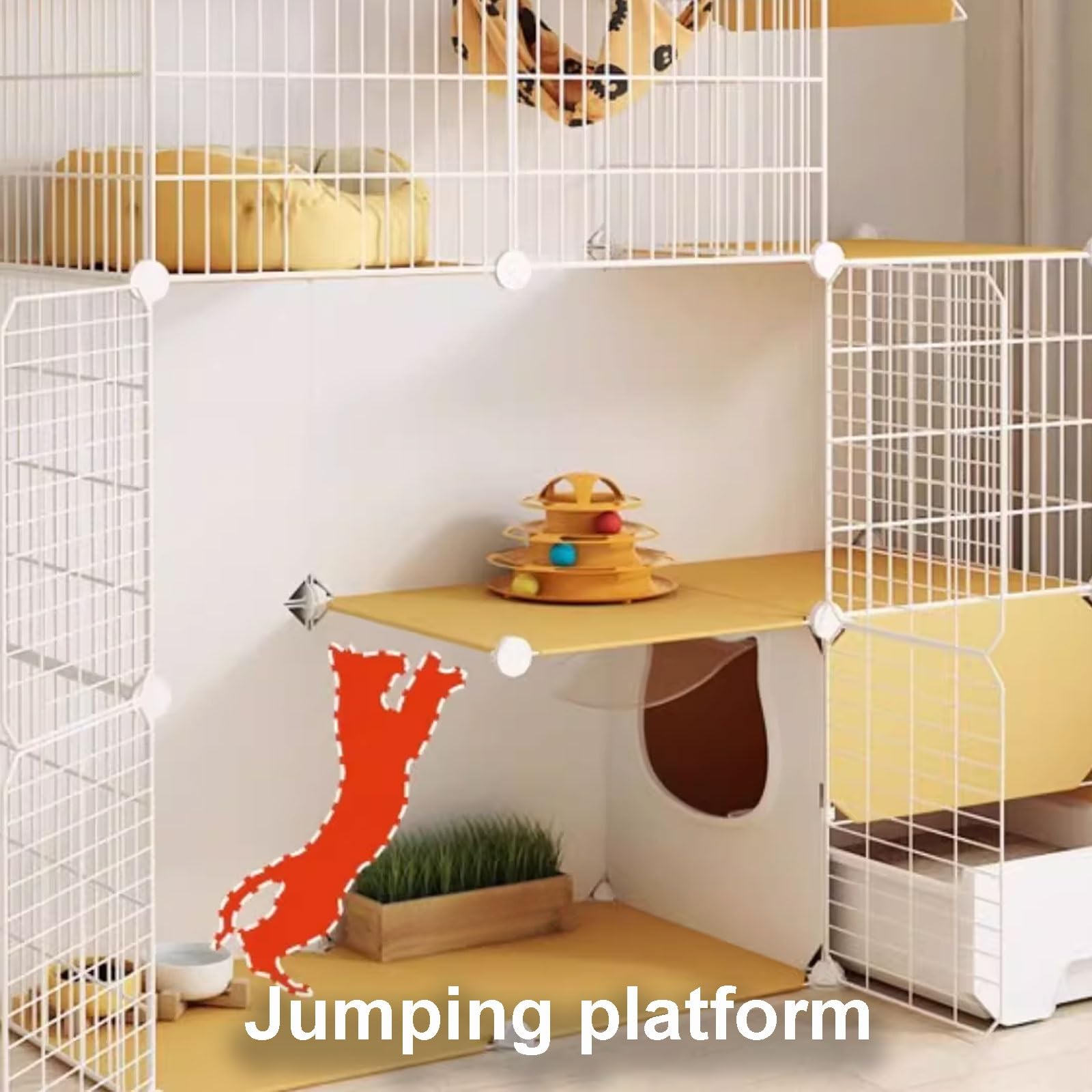 Gabbie per Gatti da Interno, recinto per Gatti con Copertura Superiore, trasportini per Gatti, recinti per Gatti a Forma di casa per furetti, cincillà, Conigli, Piccoli Animali (70 * 35 * 1