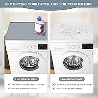 Vista 3 de Fundas para lavadora y secadora para la parte superior, 27 x 27 pulgadas, alfombrilla protectora de silicona para lavadora y secadora