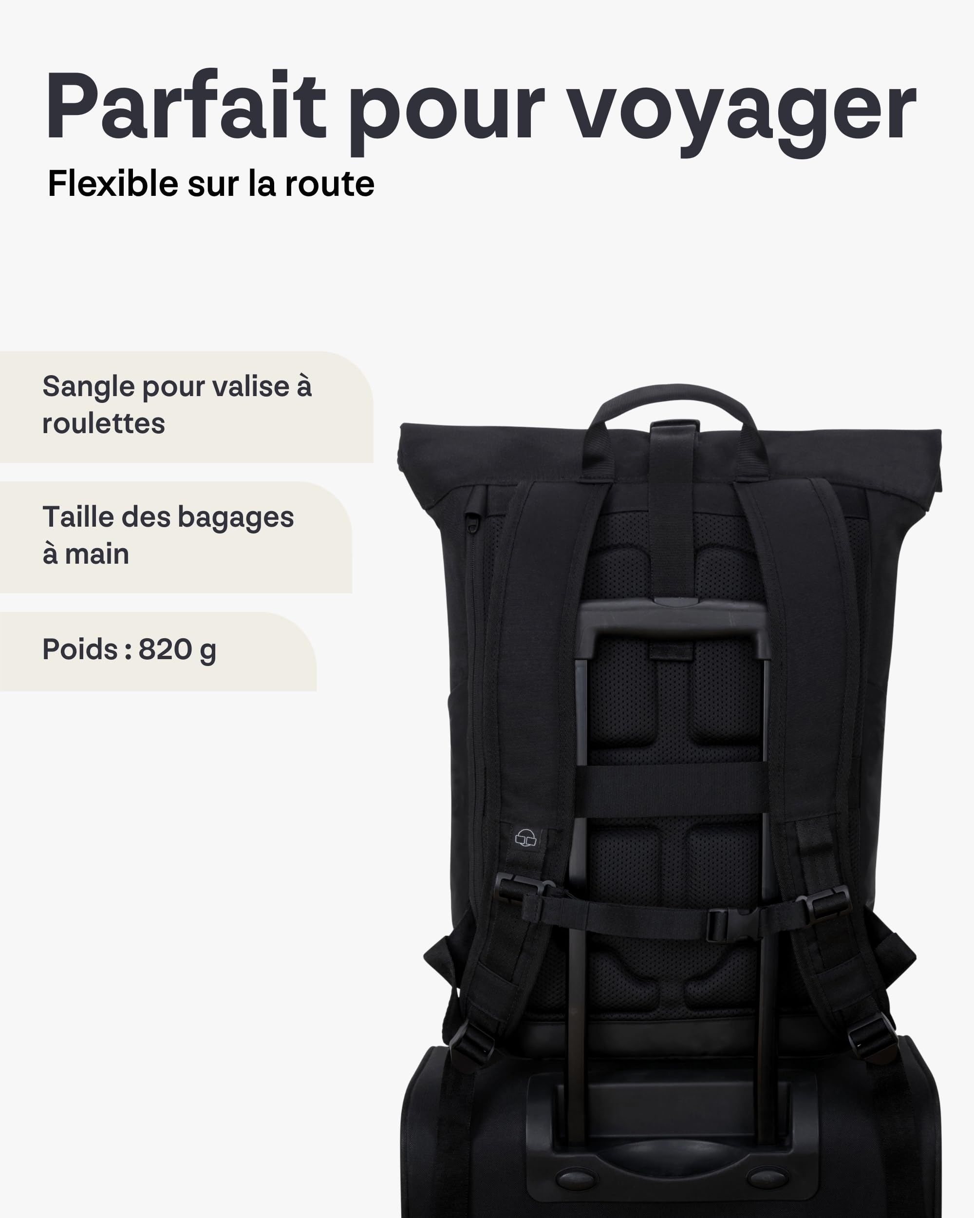 Johnny Urban Sac à Dos Roll Top Femmes & Hommes - Allen Large - Backpack antivol pour Voyage, Sport & Université - Compartiment pour Ordinateur Portable 16 pouces - Hydrofuge