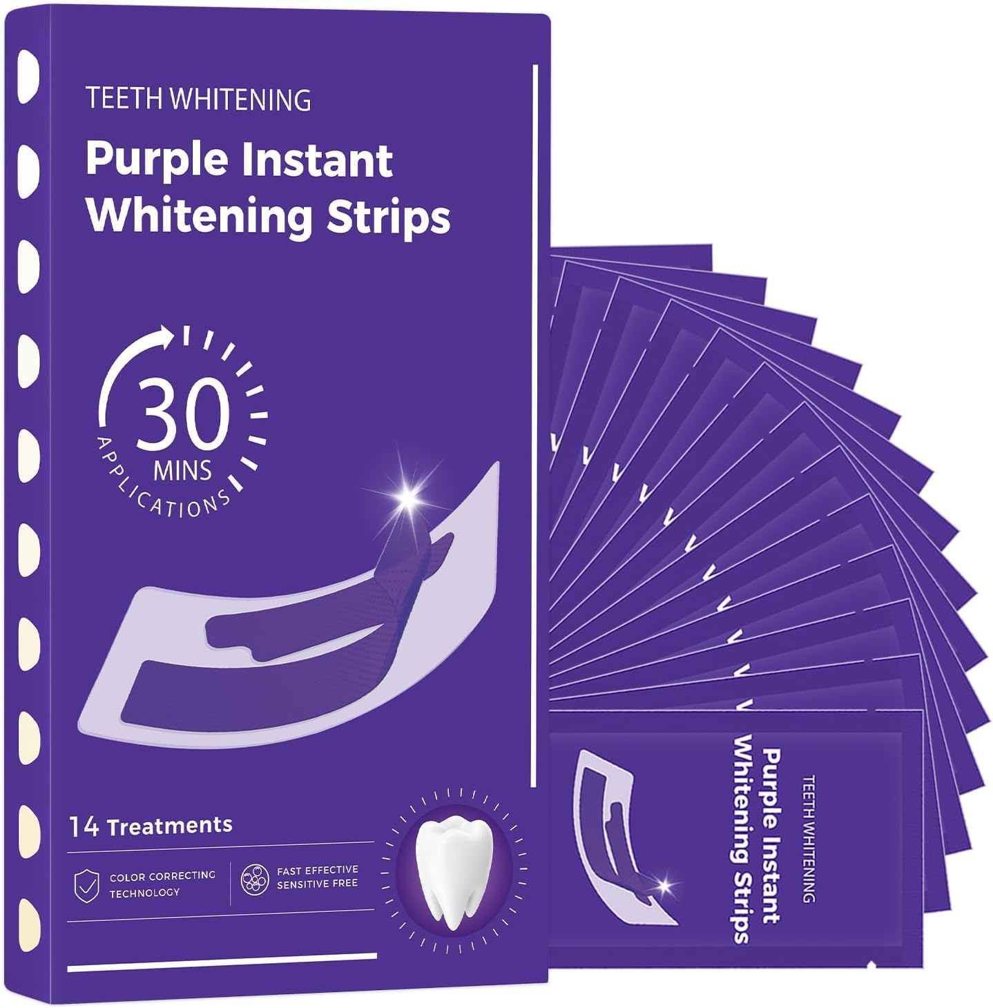 Purple Teeth whitening strips-14 Treatments- whitening Strips-Purple Teeth Whitening kit-Enamel Safe & Low-Sensitivity-with，Peroxide-Free - 2