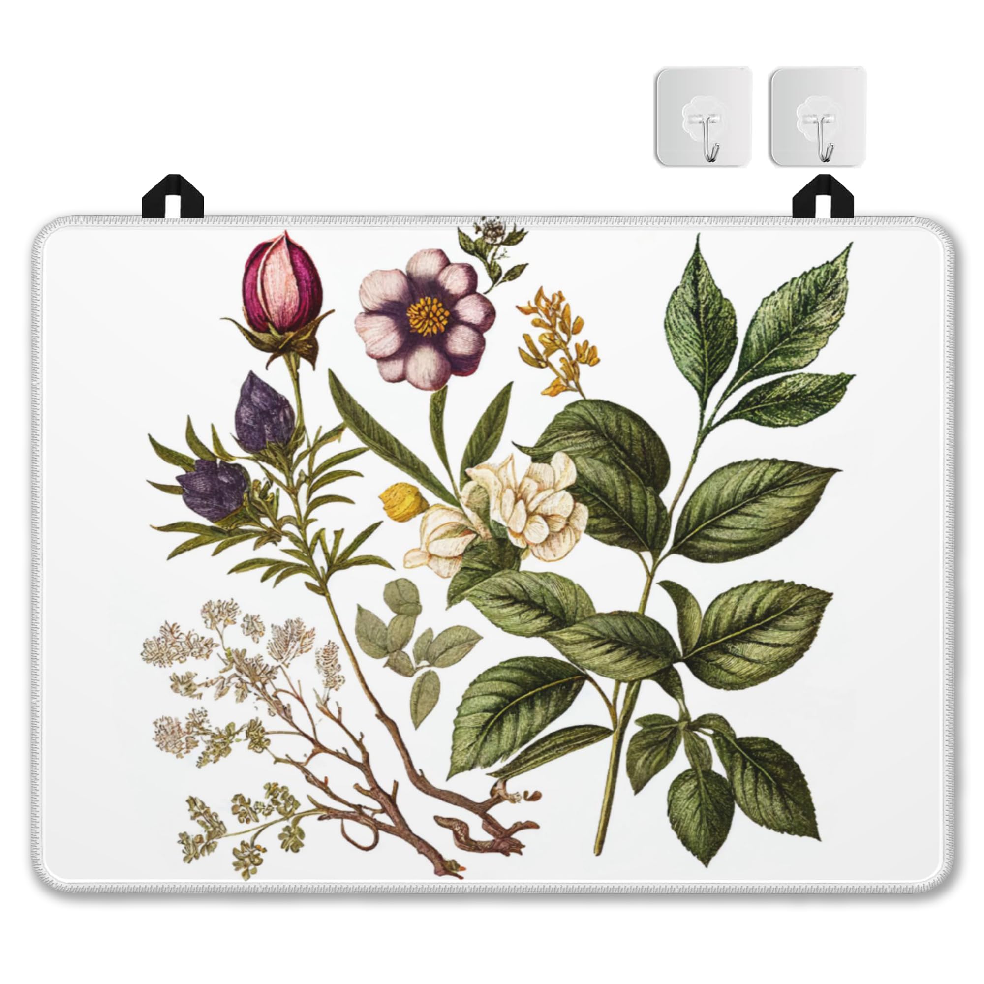 Electric Stove Top Cover Protector – Christmas Kitchen Decor Vintage Flower Glass Flat Top Stove Mat Oven Induction Cooktop Mat for Ceramic Countertop Mats Heat-Resistant Dish Drying Mat