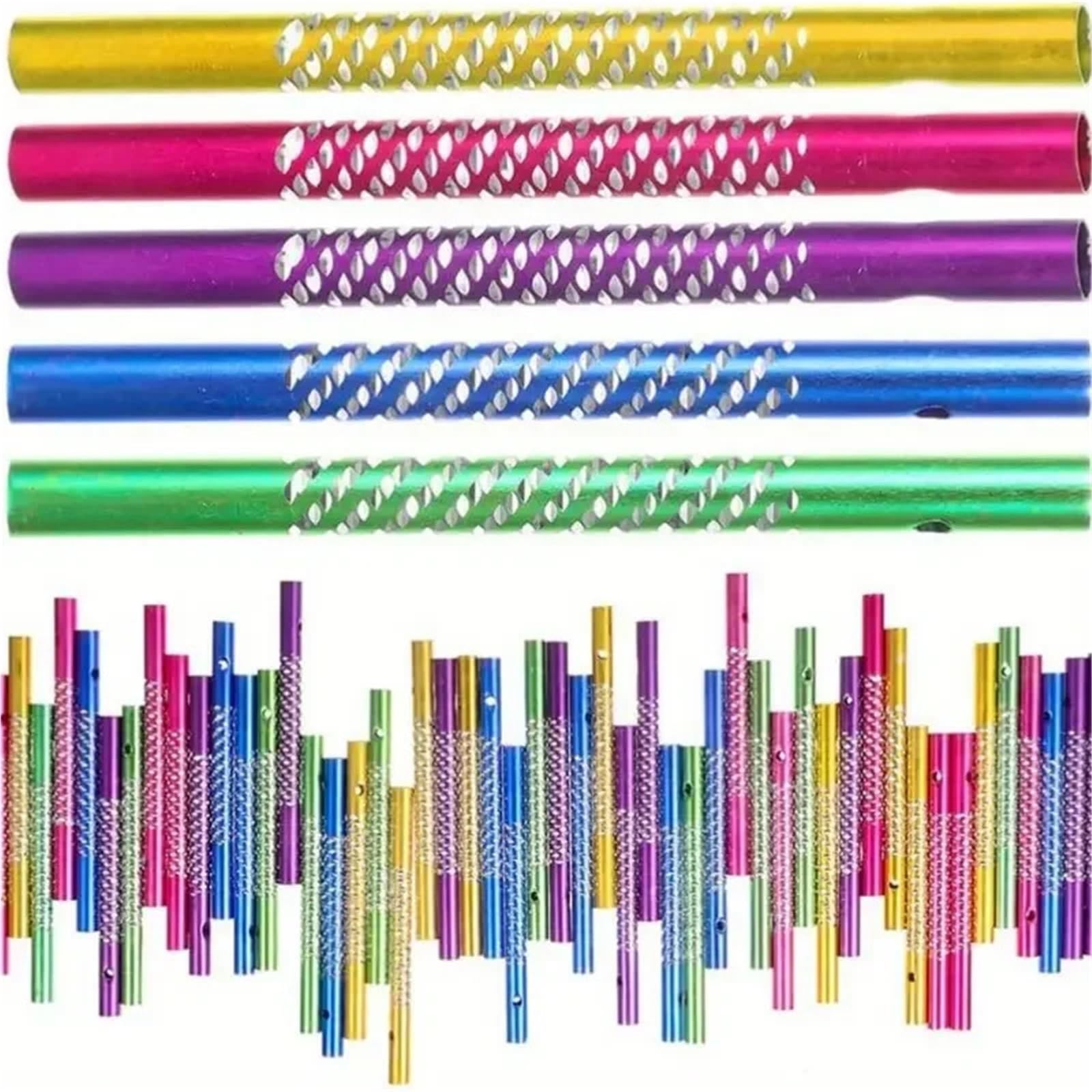 Aluminium Wind Chime Tubes 100Pcs Wind Chime Tubes with 6M Cord Colored DIY Wind Bell Replacement Parts
