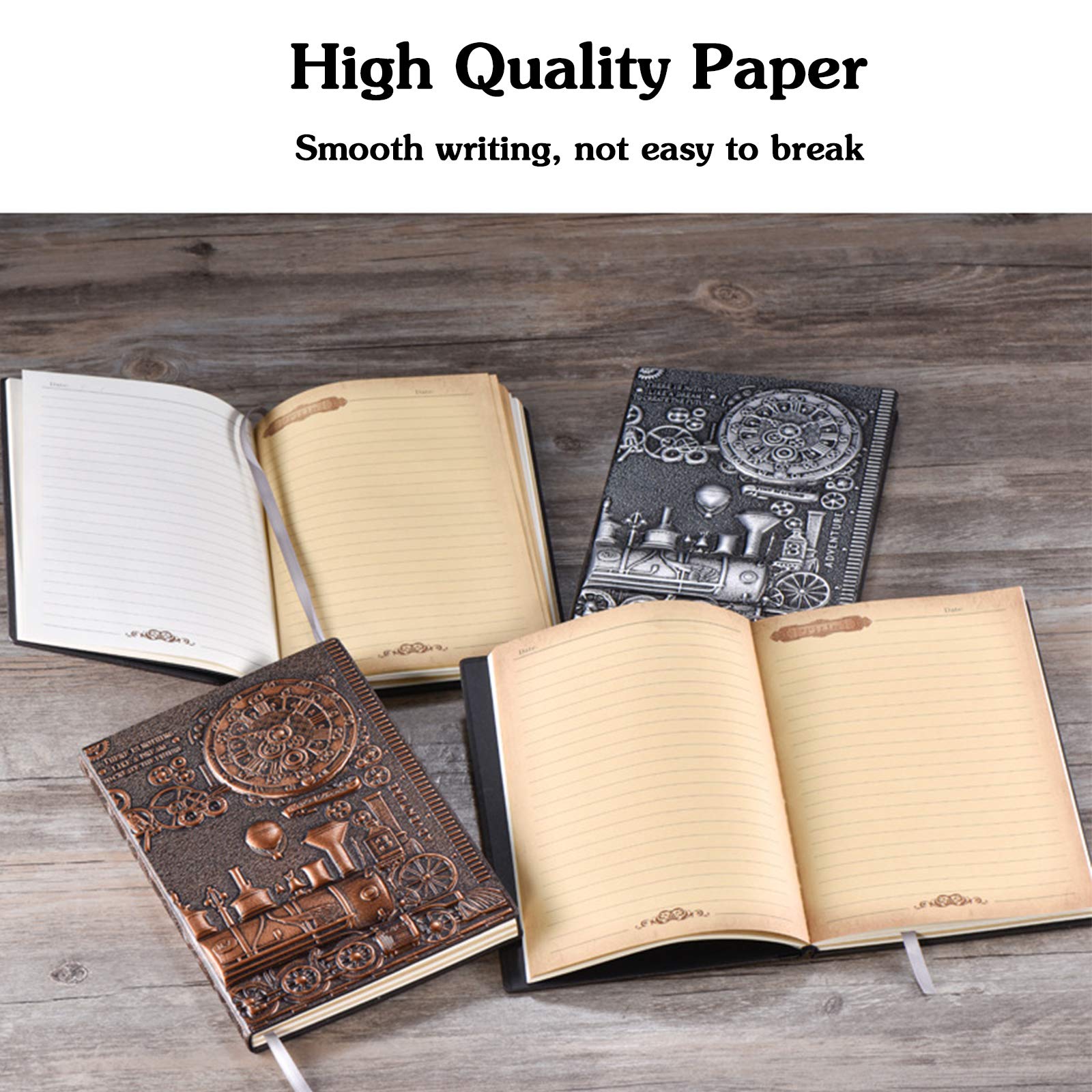 A5 Taccuino Impermeabile Diario Di Viaggio Retrò Bloc Notes Quaderno PU Classico in Rilievo Journal per Uomo Donna Alunno Personale Regalo 100 Fogli 21.5x14.5 CM
