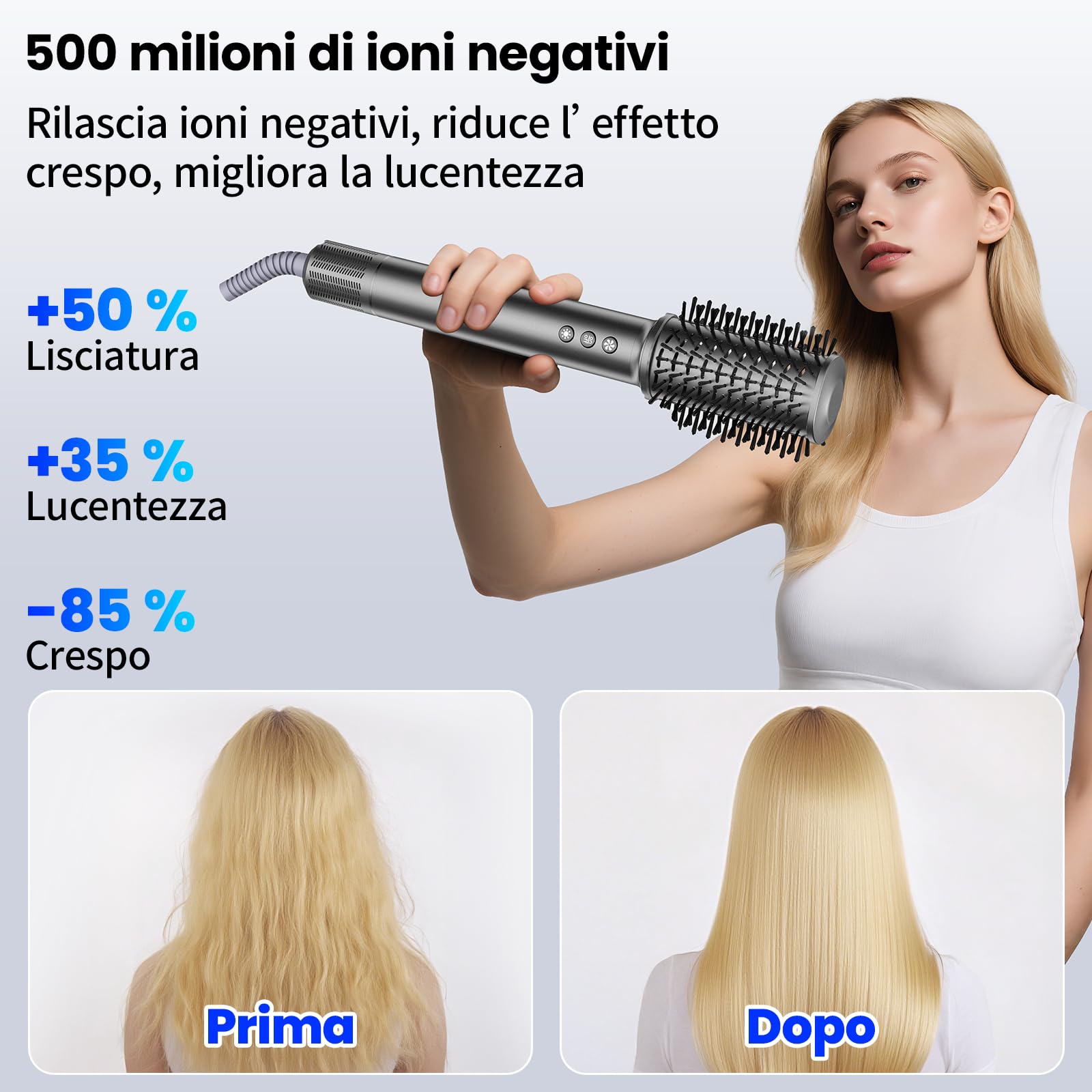 MANKIW Spazzola Asciugacapelli 5 in 1, Airstyler Multifunzione con Motore Brushless 110.000 RPM, Arricciacapelli Automatico 30/50mm con Effetto Aria Avvolgente, 500 Milioni di Ioni