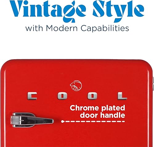 Miniatura 3 de Commercial Cool Refrigerador retro de 1.6 pies cúbicos, estilo vintage, con 1 estante de alambre deslizante y almacenamiento de contenedor,