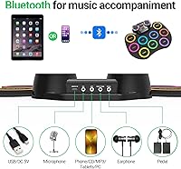 Vista 6 de ROCKSOCKI Juego de Tambor Electrónico de 9 Almohadillas con Luces LED, Kit de Tambor Electrónico Portátil Bluetooth, Almohadilla de Práctica