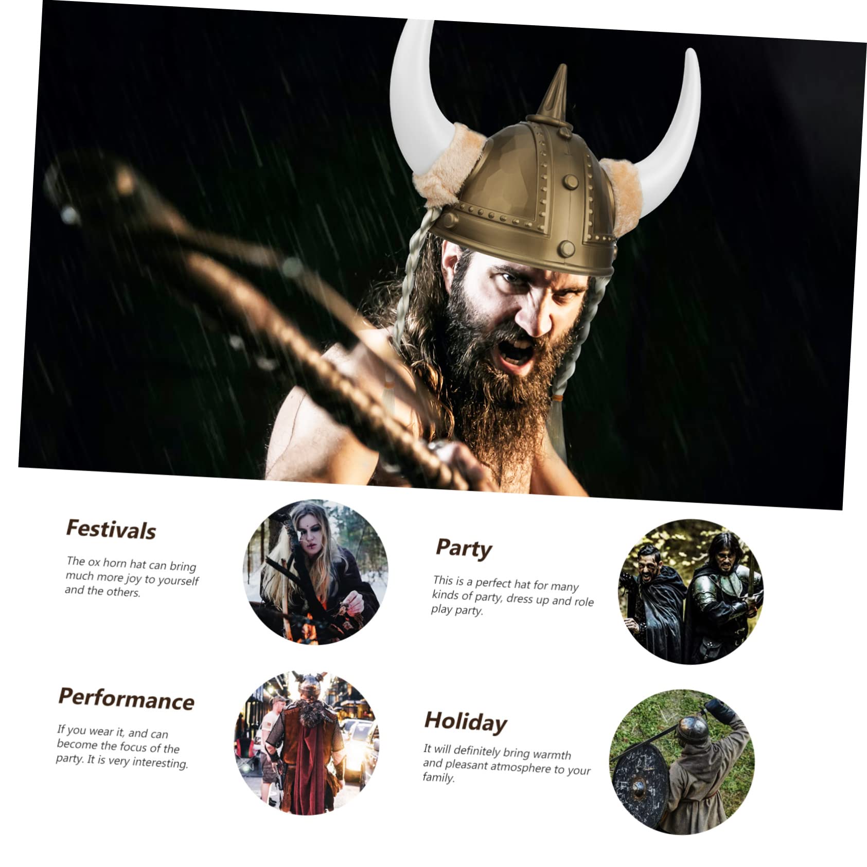 SHERCHPRY Viking Style Decorative Ox Horn Helmet Masquerade Hat for Adults Unique Festival Costume Accessory Lightweight Comfortable for Halloween Christmas Parties