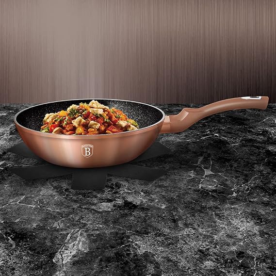 11-Inch Wok Non Stick Marble Coating with Ergonomic Comfort Handle by Berlinger Haus