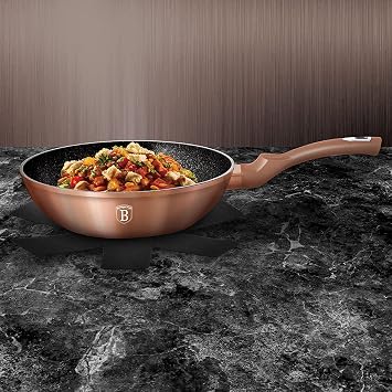 11-Inch Wok Non Stick Marble Coating with Ergonomic Comfort Handle by Berlinger Haus
