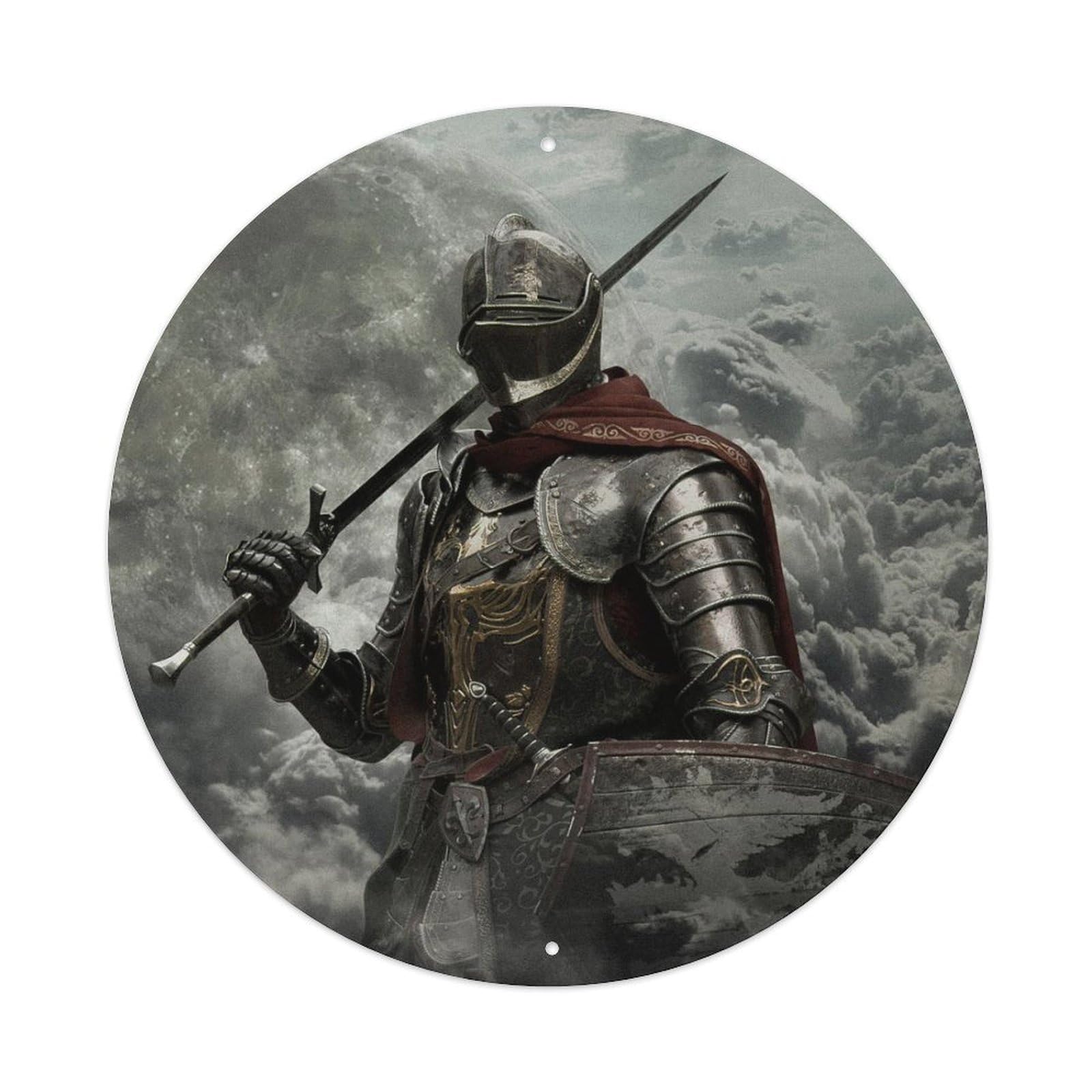 Templar Knight Cloud Armor Medieval Fantasy Metal Tin Sign