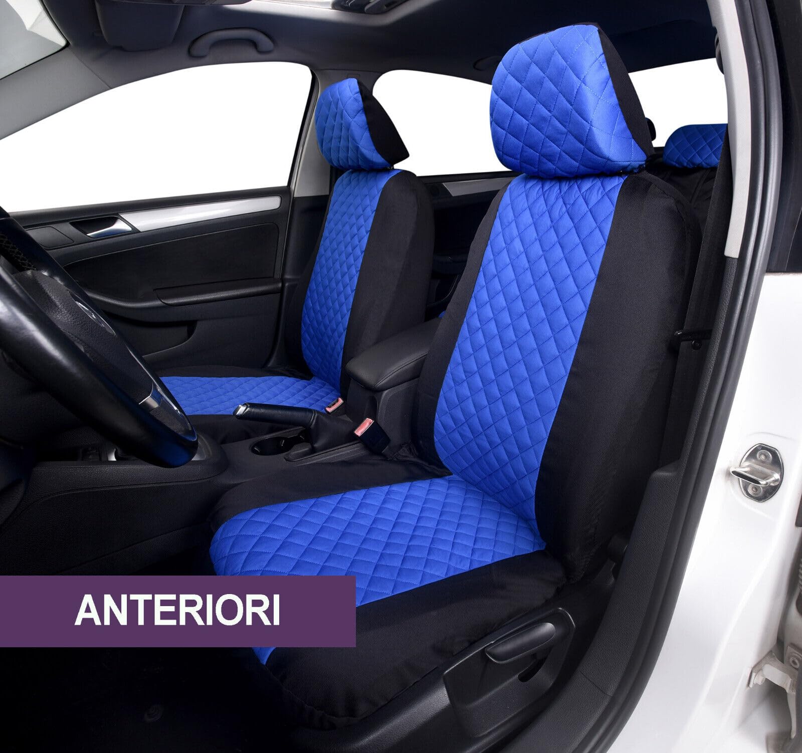 Rebeca Shop® Coprisedili Per Auto Universali, Set Completo Anteriori E Posteriori con Zip e copri poggiatesta A23 (Grigio/Nero)