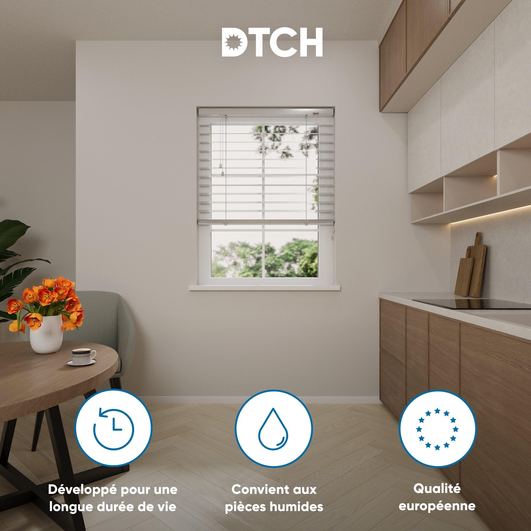 DTCH® Store vénitien Aluminium intérieur, Gris, 70 x 180 cm | Lamelles 50mm, résistant à l'humidité, aluminium mat, protection solaire et visuelle, réglage de lumière, jusqu'à 240 cm