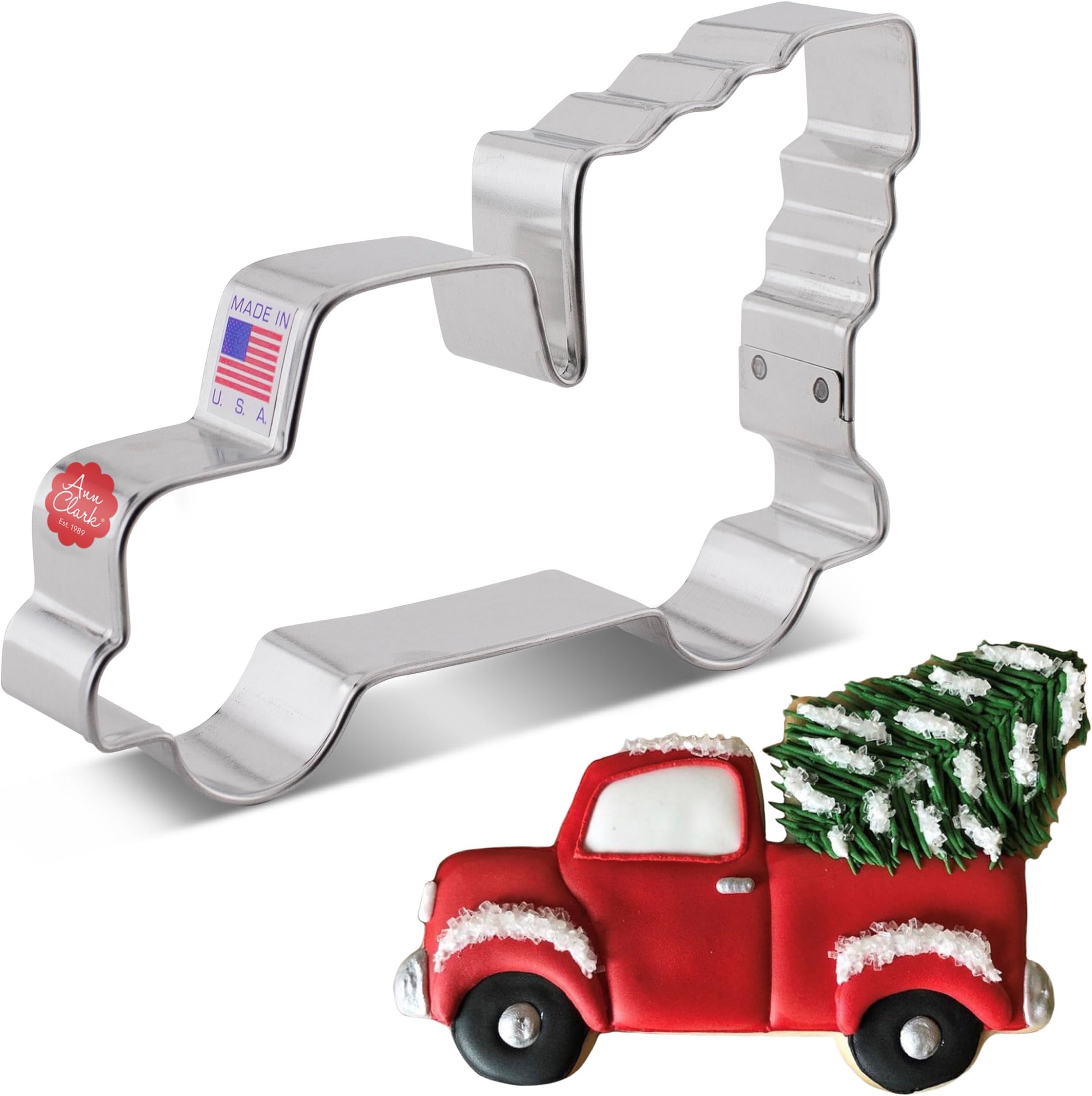 Ann Clark Cookie CuttersExtra Large Vintage Pickup Truck with Christmas Tree - 5 Inch - - USA Made Steel