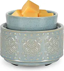 mocosa Aquecedor de cera de cerâmica aquecedor de cera derretido para aquecedor de vela elétrico perfumado 3-1 queimador de cera para casa como presente para mãe avó mulheres (azul-claro)