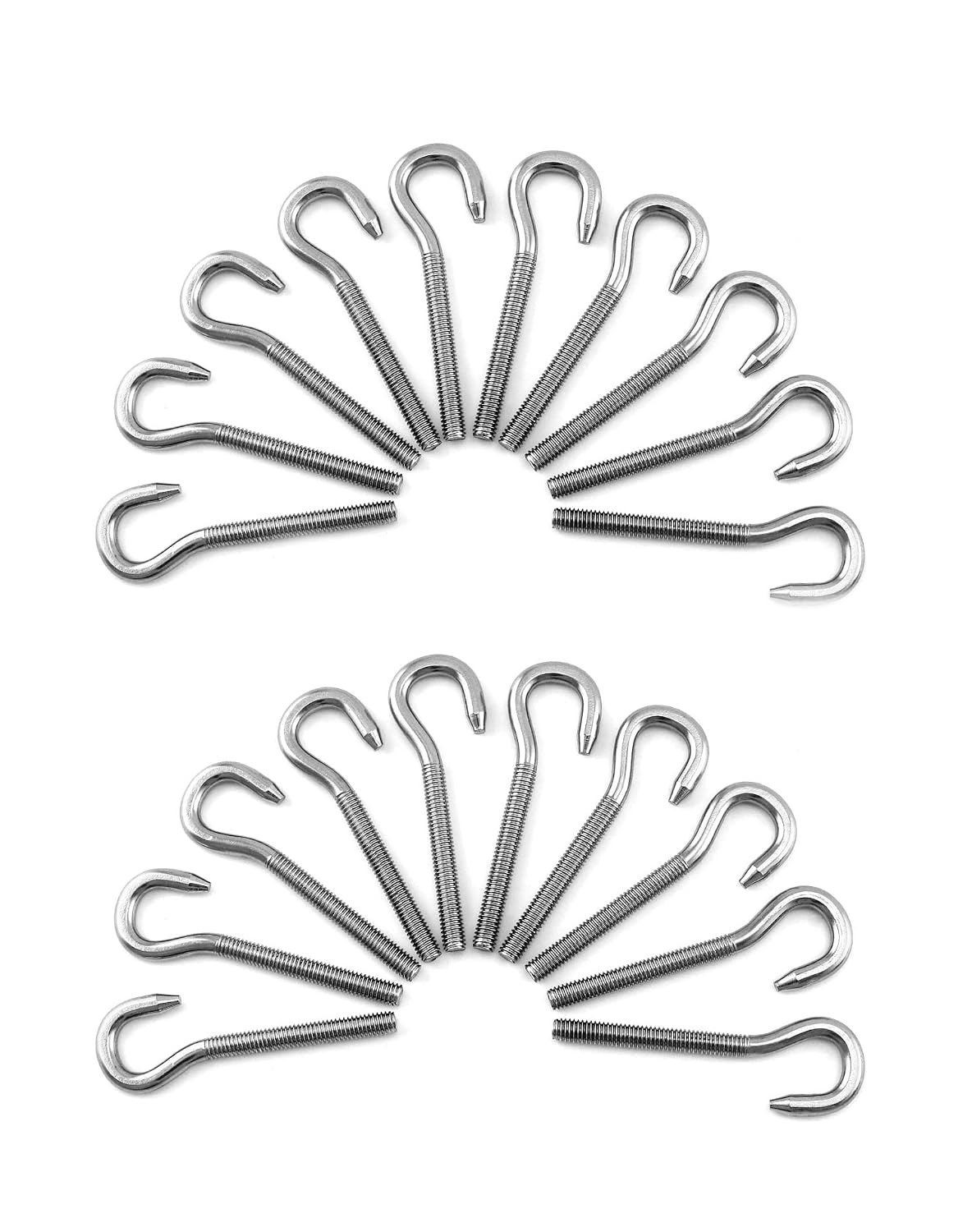 QWORK M6 Hook Bolt 304 Stainless Steel Ring Screw, 20 Pack Screw Hook High Hardness Steel Hook Bolt