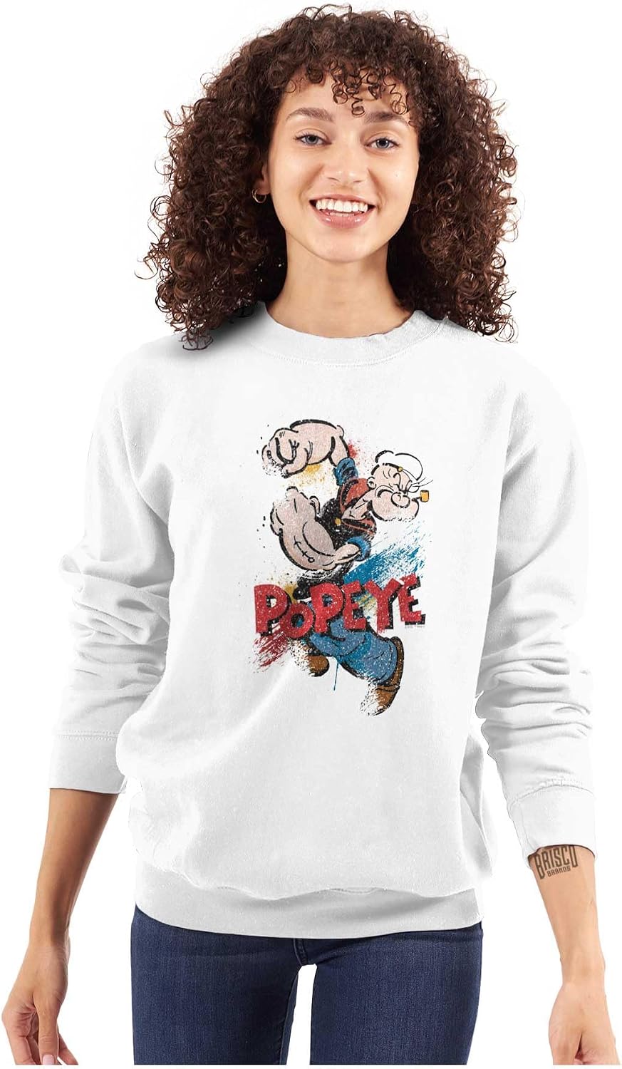 Brisco Brands Popeye the Sailor Retro Cartoon Comic Sweatshirt for Men or Women