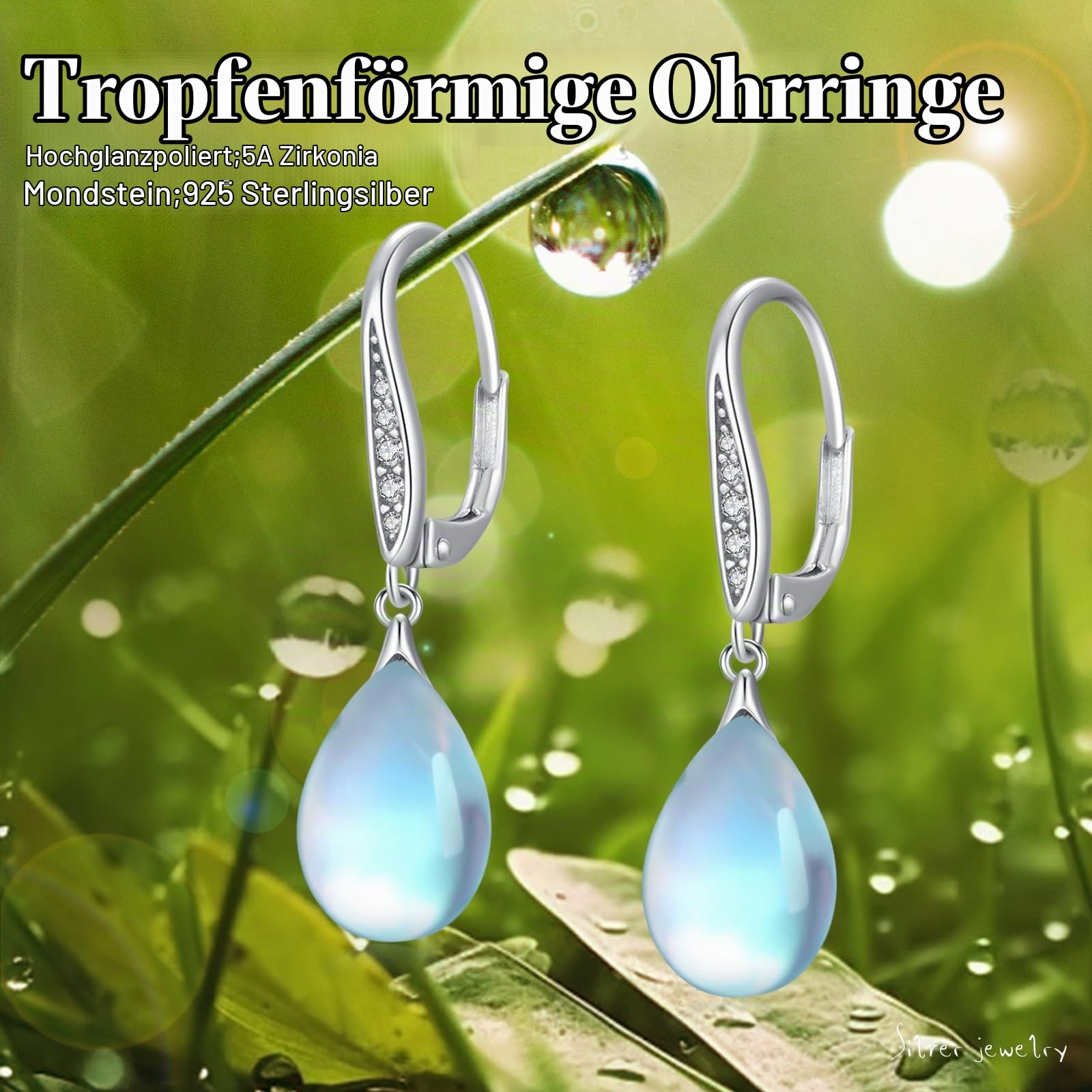 OHAYOO Mondstein Silber Ohrringe Damen 925 Engel Abalone/Onyx/Türkis/Keltische Ohrstecker Leverback Ohrringe Mondstein Schmuck für Damen Mädchen