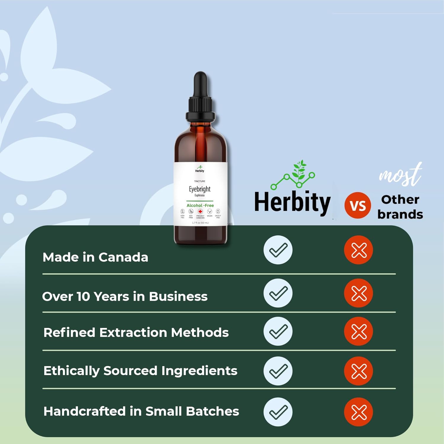 Eyebright Tincture – Alcohol-Free Liquid Extract for Eye and Sinus Support – Vegan, Non-GMO, Gluten-Free – (1.7 Fl Oz)
