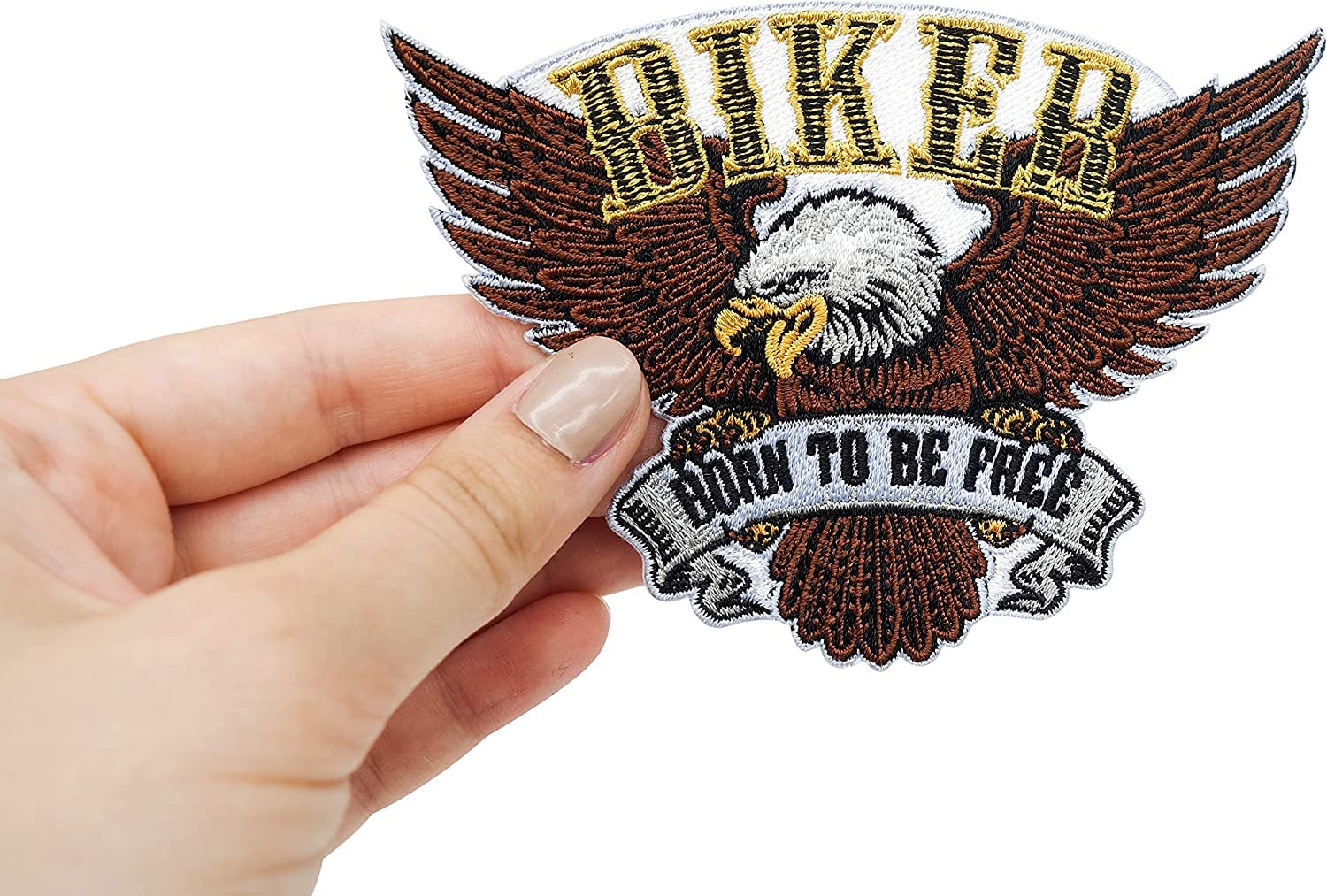 Toppa Termoadesiva Born To Be Free Biker Eagle Per Gilet In Pelle | Toppe Per Gilet Da Motociclista, Toppa Posteriore Per Gilet America