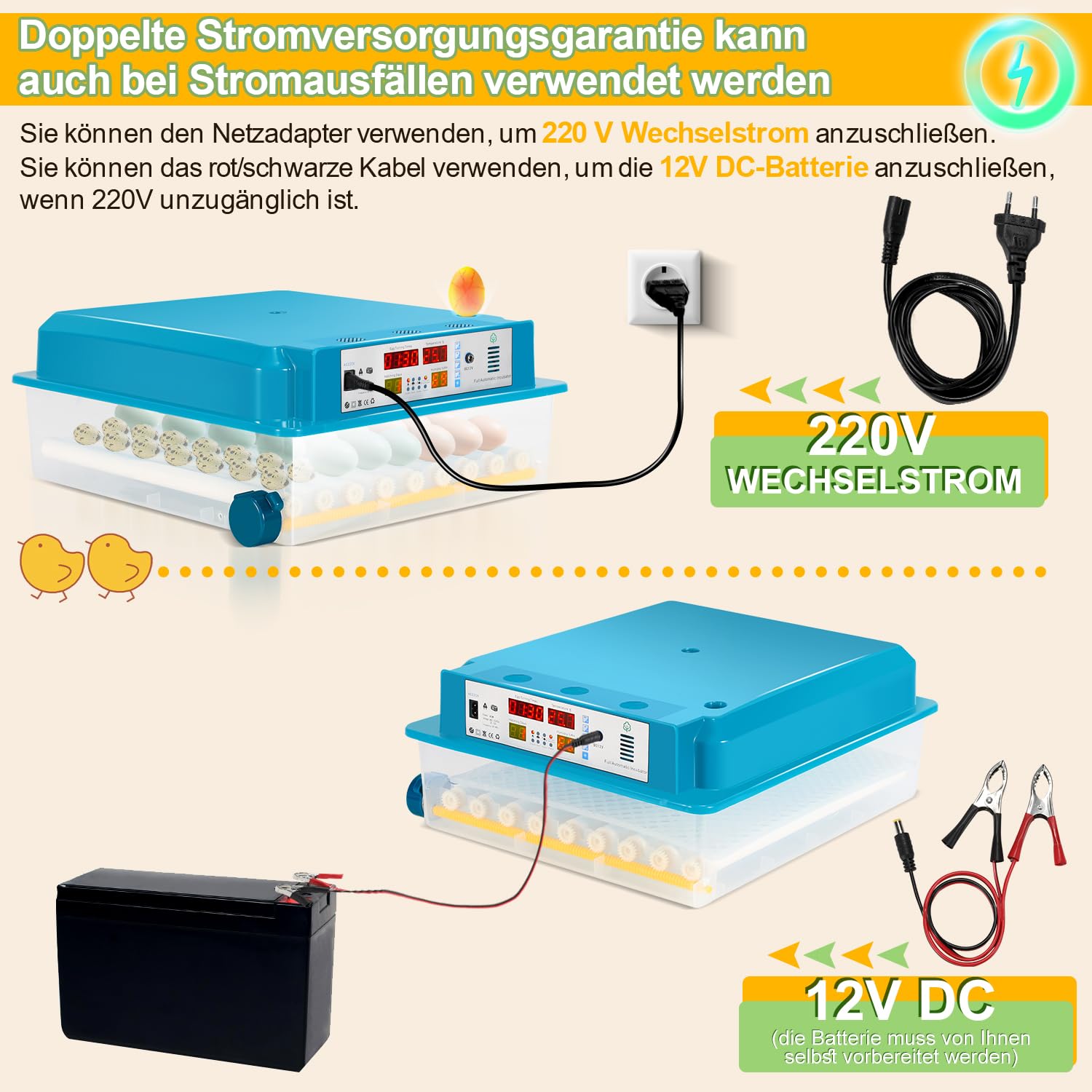 Daromigo Incubadora de 64 huevos, totalmente automática, con control de la humedad y rotación automática de huevos