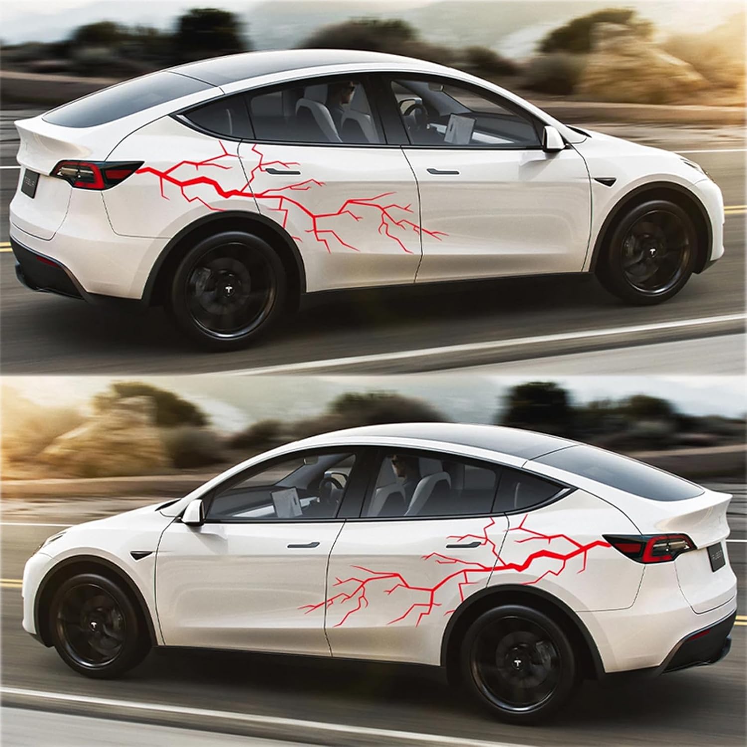 2 Pcs Wall Crack Pattern Car Sticker Crackle Graphic Decal Burst Auto Stickers Large Car Body Side Stickers Self-Adhesive Universal Fit(Black)