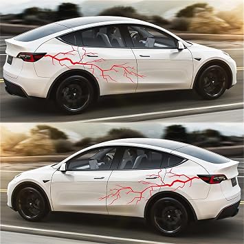 2 Pcs Wall Crack Pattern Car Sticker Crackle Graphic Decal Burst Auto Stickers Large Car Body Side Stickers Self-Adhesive Universal FitRed
