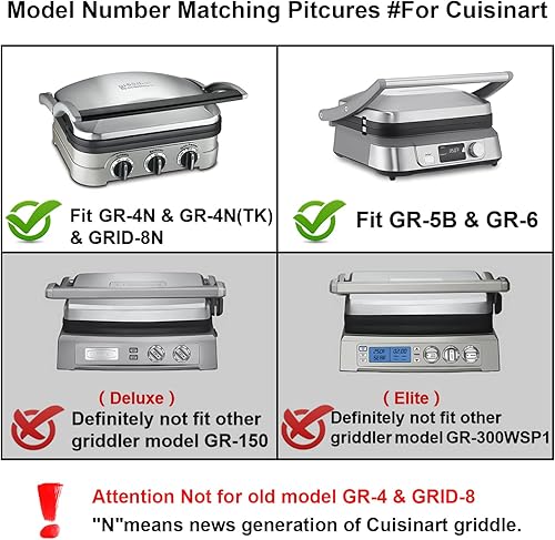 Miniatura 2 de Placas de gofres solo para Cuisinart Griddler GR-4N, GR-5B, GR-6 y GRID-8N Series, revestimiento antiadherente para hornear placas de gofres por