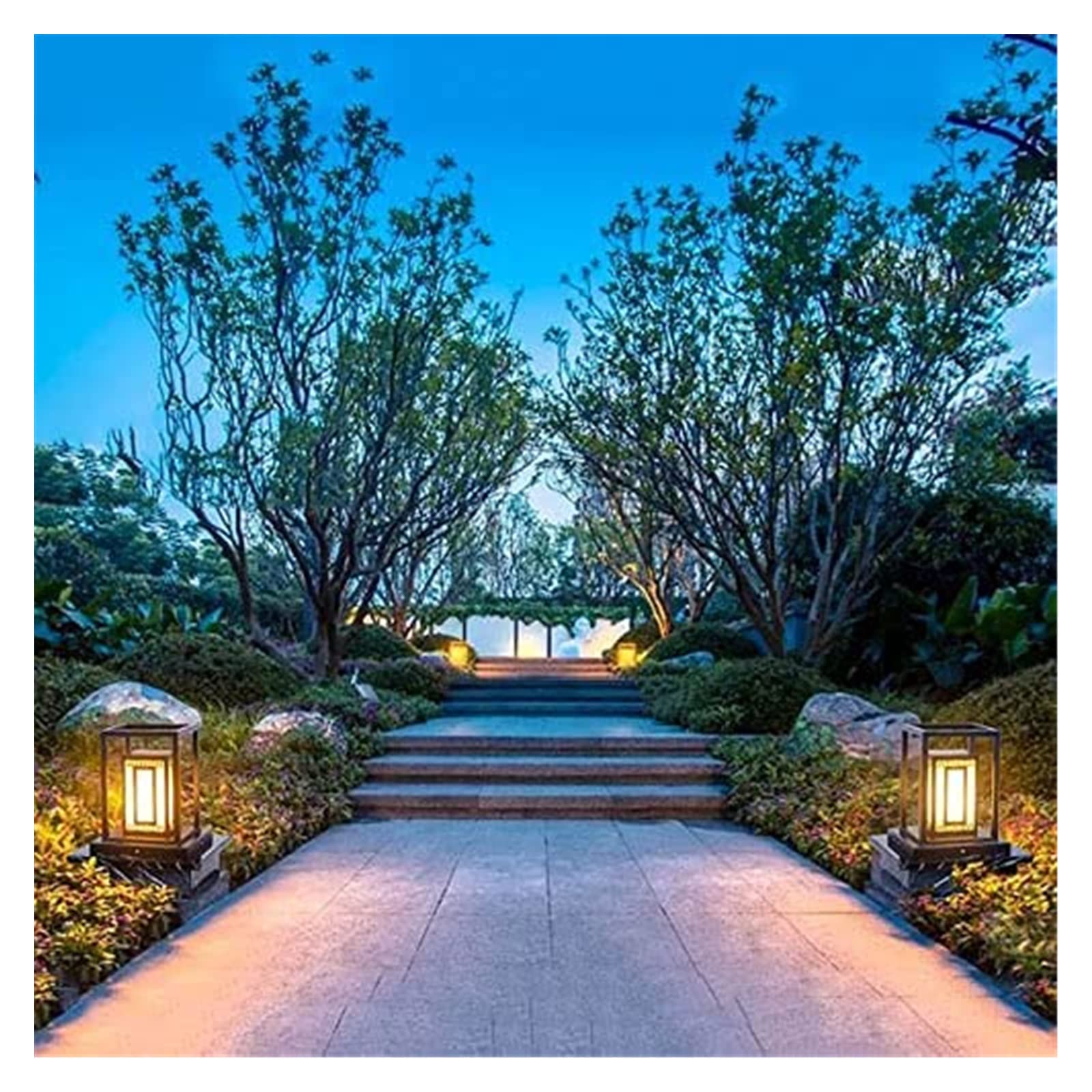 Luce da cortile Lampada da pilastro per esterni Lampada da colonna in acciaio inossidabile Lampada da pilastro da giardino Lampione stradale impermeabile Cancello ad energia solare Recinzione Prato