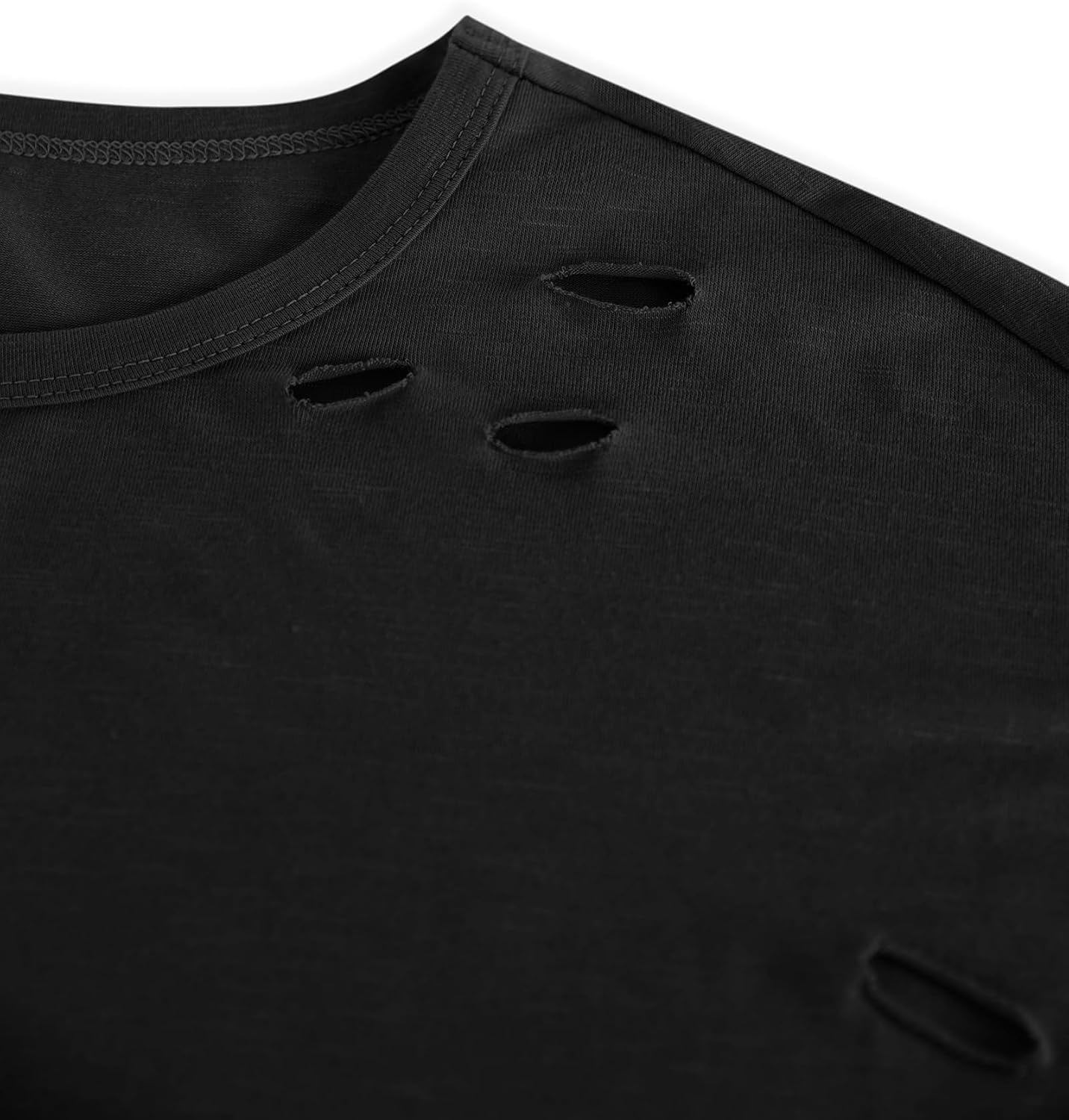 Remidoo Distressed Tshirt Women Short Sleeve Ripped Shirt Off Shoulder Tops Oversized Tee - Image 5