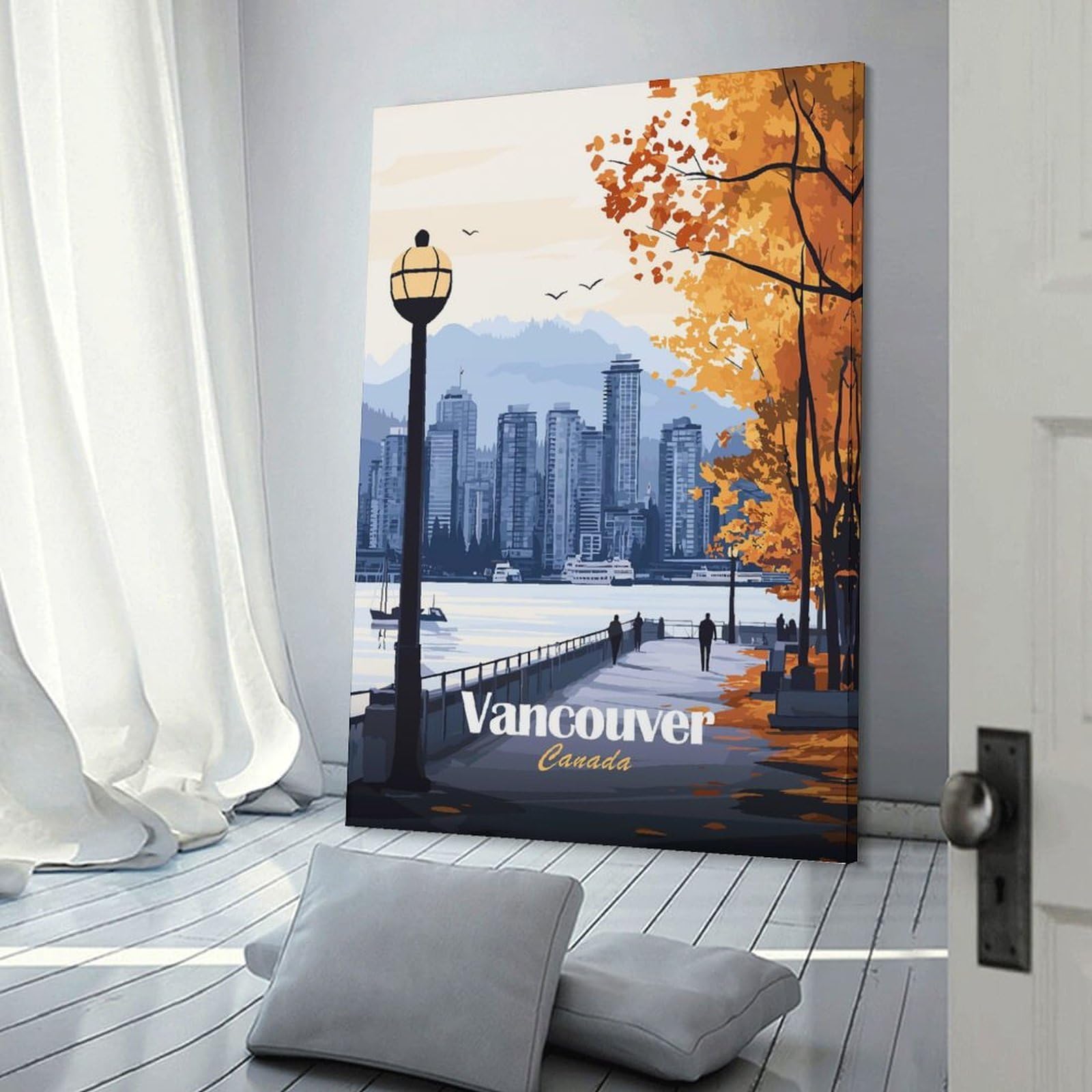 Junmoney Vancouver Cityscape Canvas Art Print, 24x36inch(60x90cm), for Bedrooms, Workspaces And Everyday Interiors, A Flexible Wall Accent for Shared Spaces