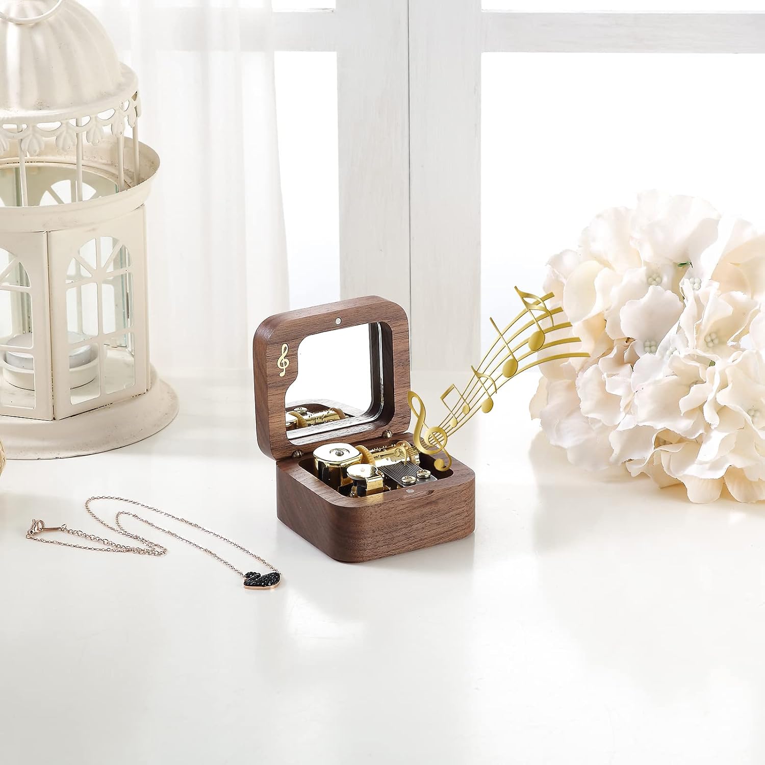 Natural Solid Wood Music Box with Pause Function Gift for Birthdays Mother’s Day Children’s Day Valentine’s Day & Christmas